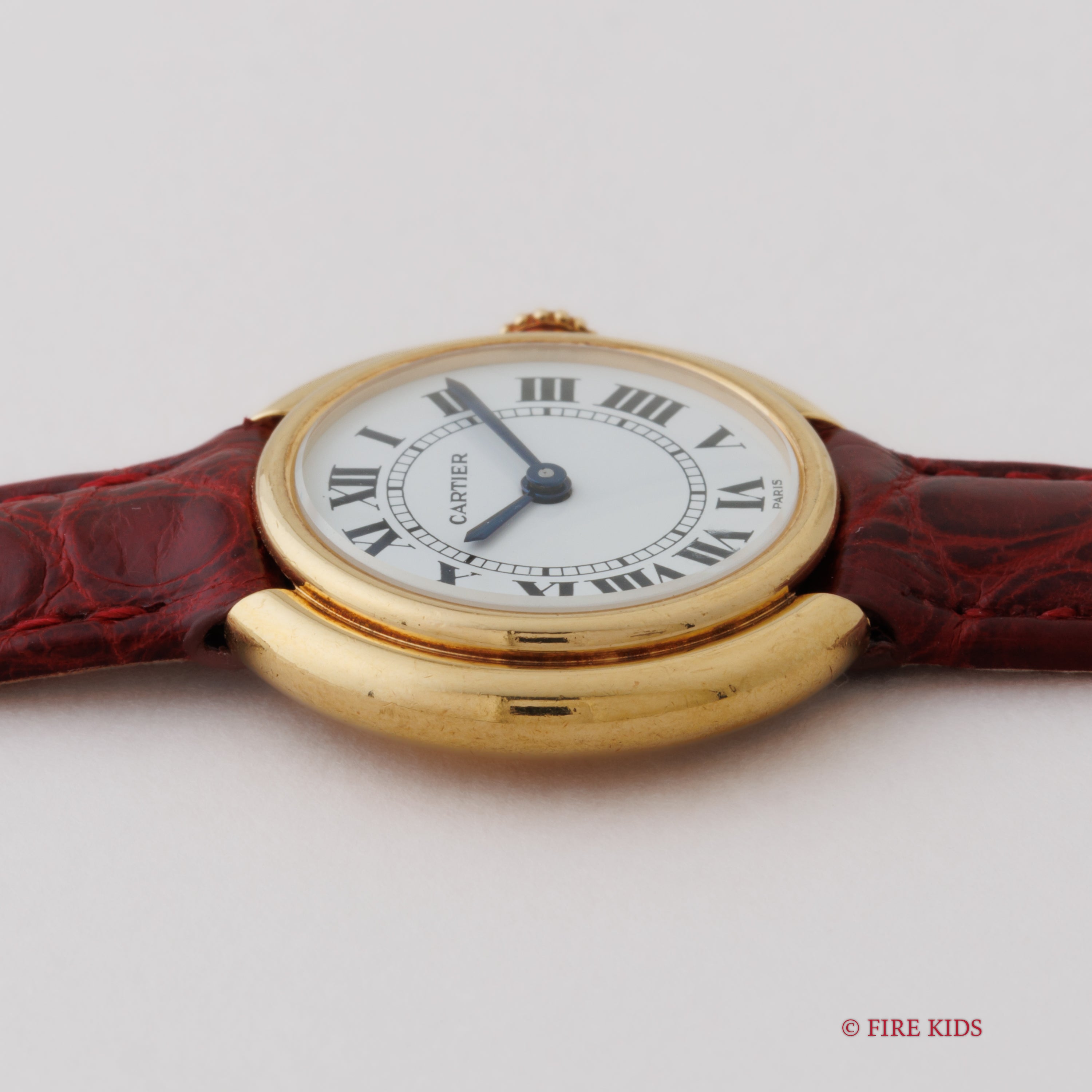 カルティエ 18金無垢 ヴァンドーム エリプス SMサイズ 手巻き PARISダイヤル 1980年代製 純正金無垢Dバックル付き