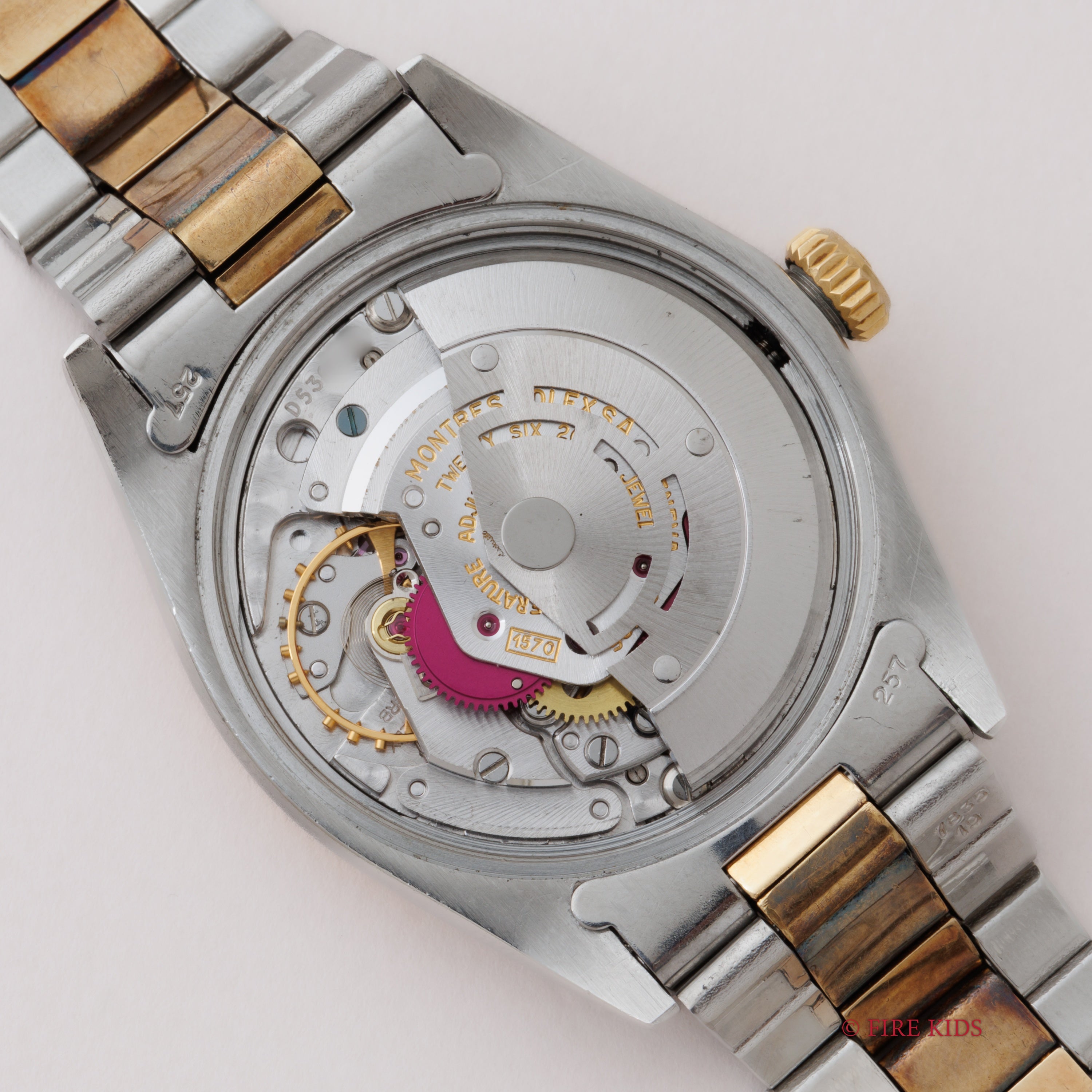 ロレックス 1974年製 オイスターパーペチュアルデイト コンビRef.1505 ショートインデックス 純正ブレス