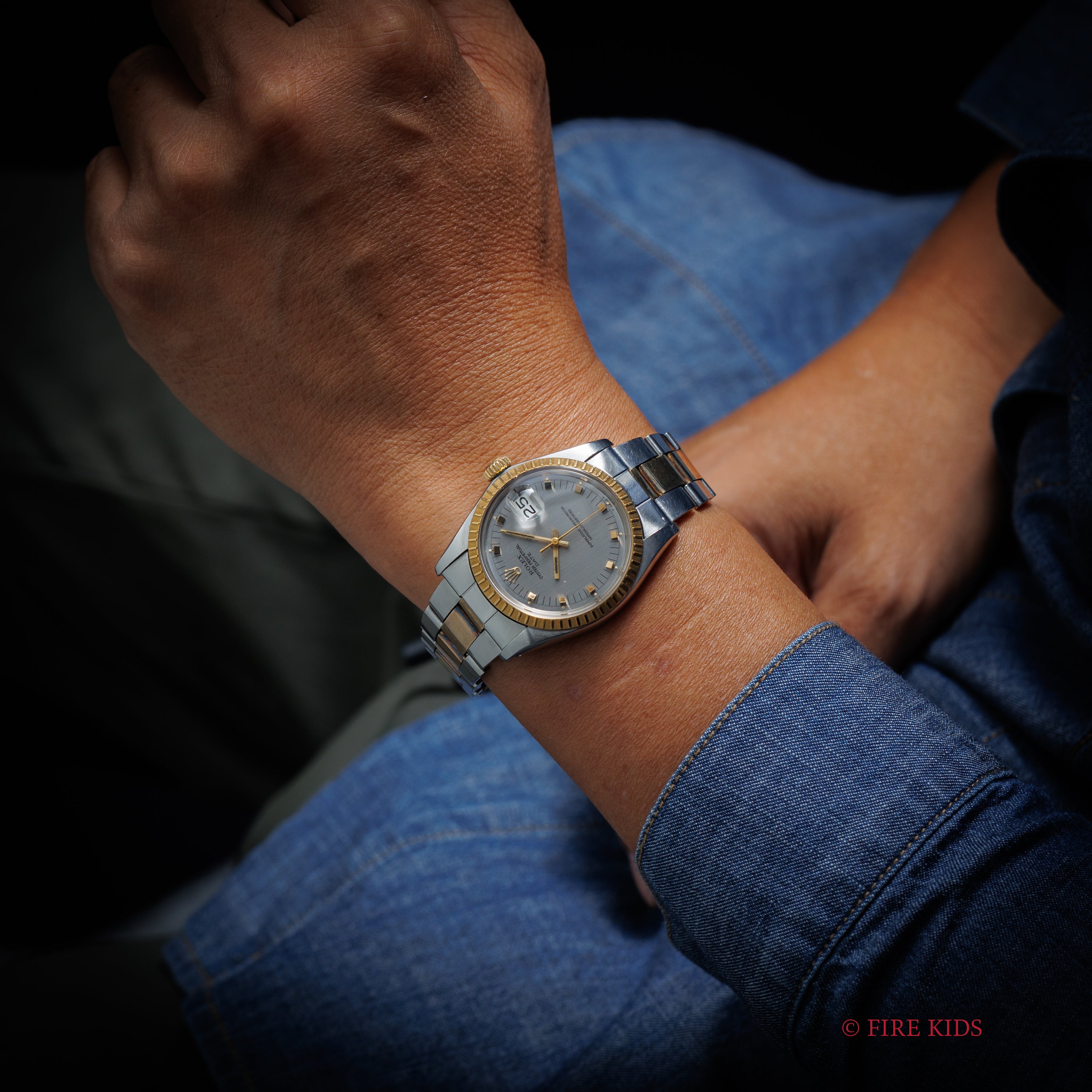 ロレックス 1974年製 オイスターパーペチュアルデイト コンビRef.1505 ショートインデックス 純正ブレス