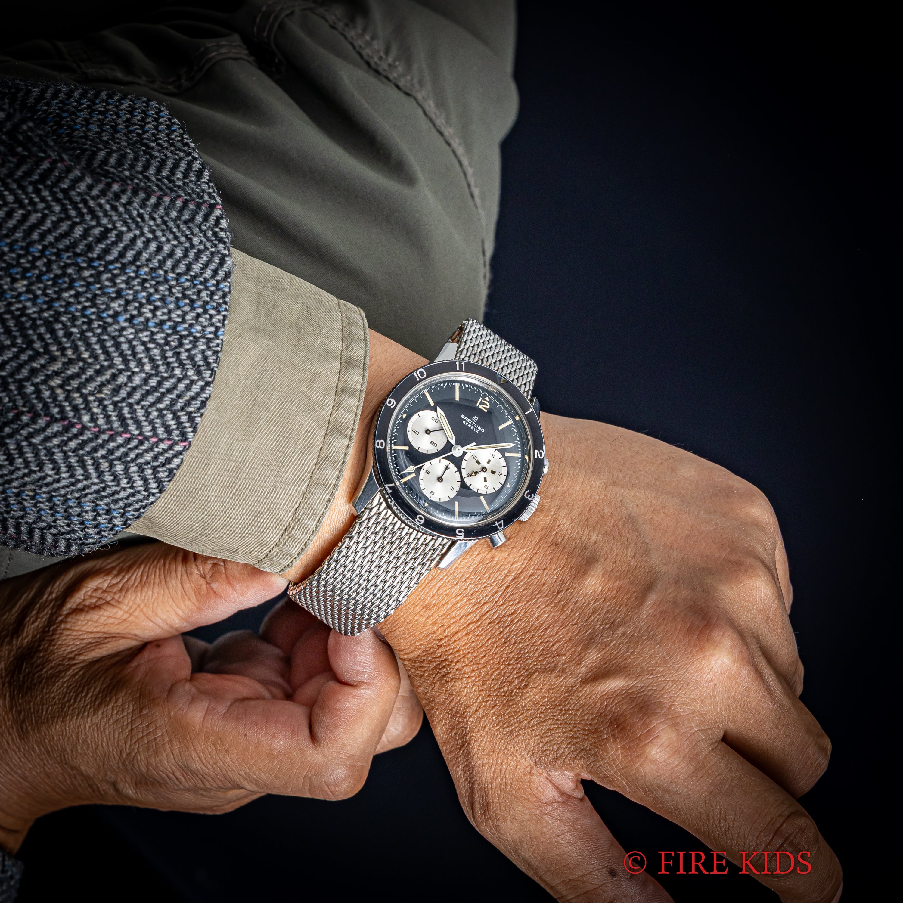 ブライトリング コ・パイロット 1960年代製 Ref.7650 クロノグラフ Venus178 純正メッシュブレス