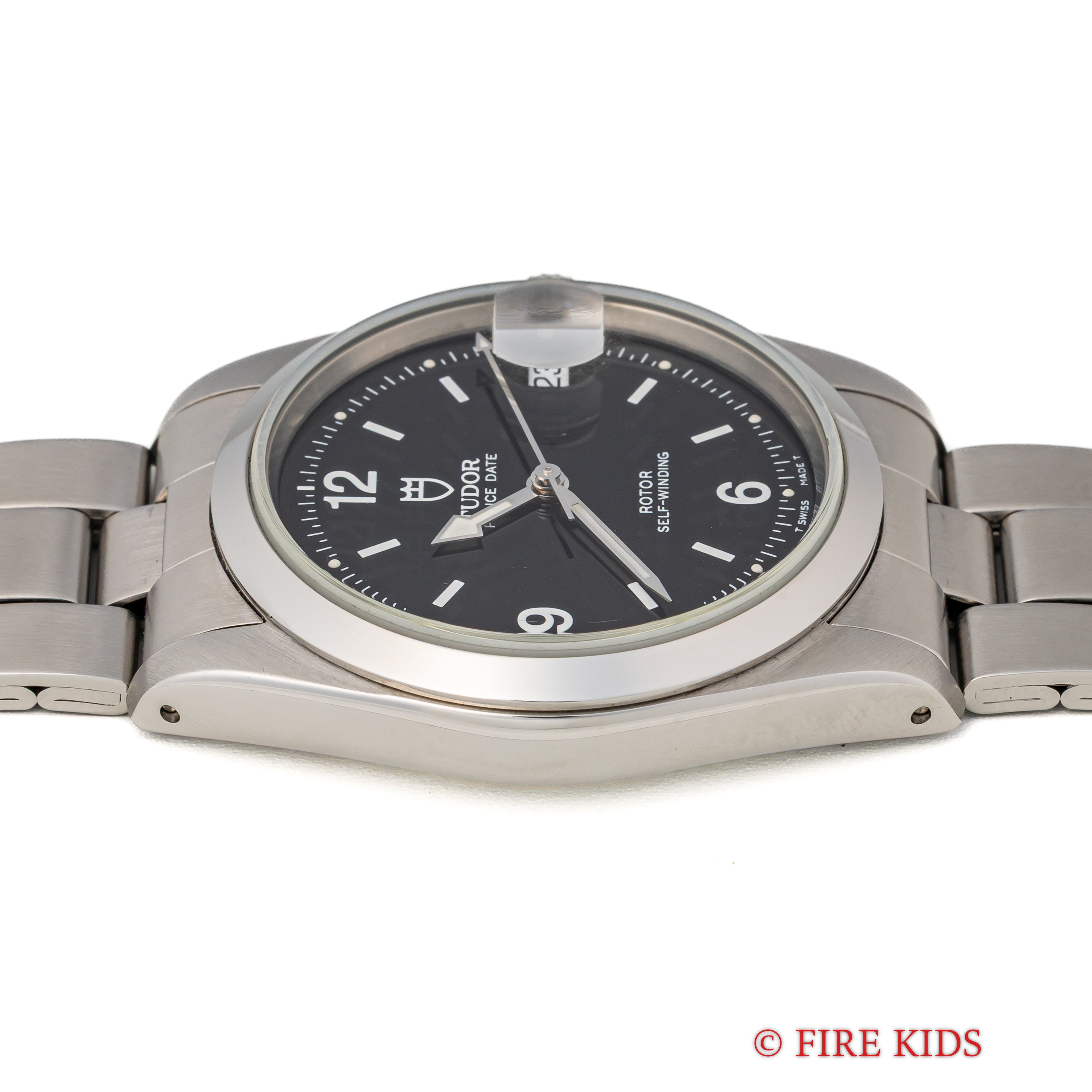 チューダー プリンスデイト 1998年製 ブラックアラビアダイヤル 王冠リューズ 純正ステンレスブレス 箱、ギャラ付き