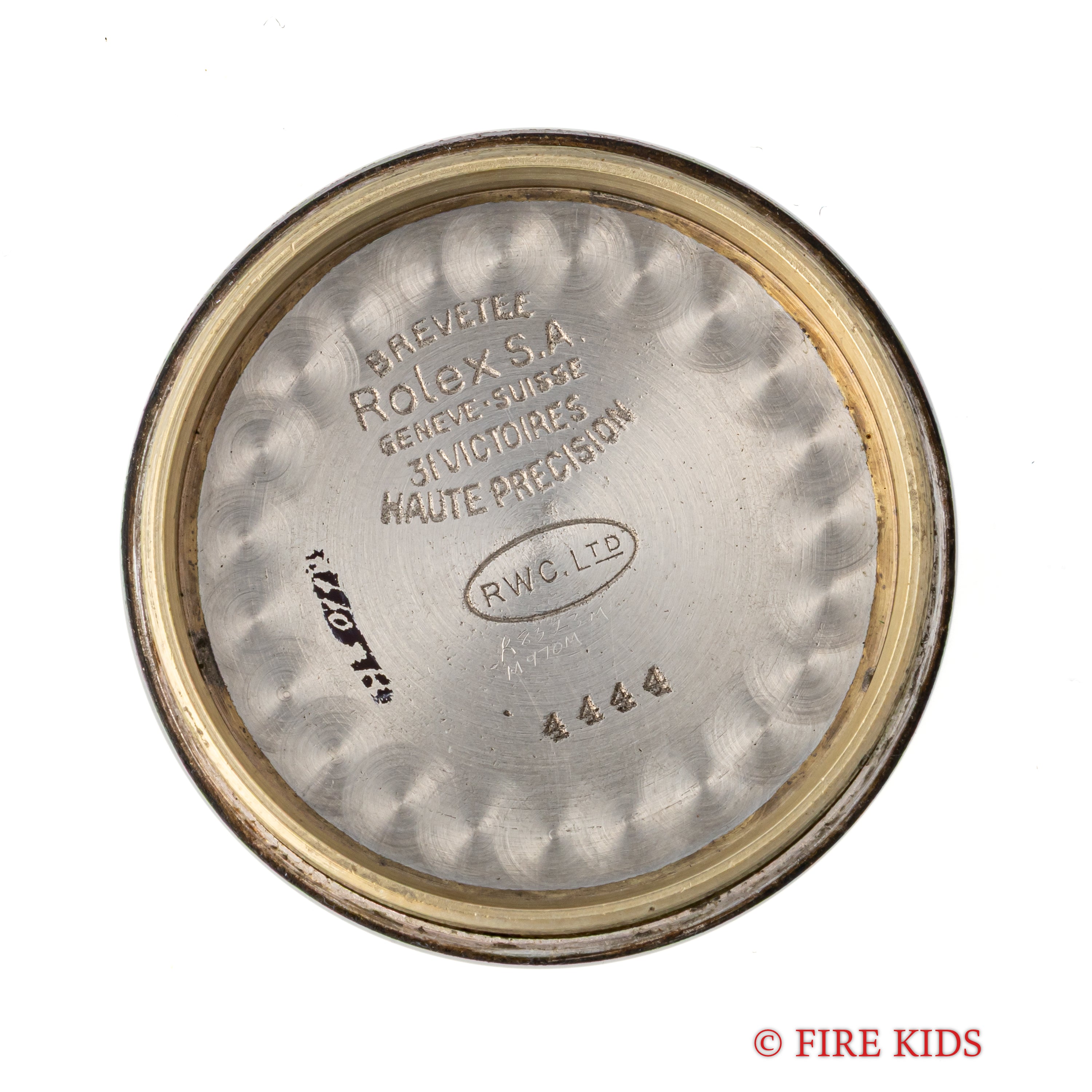 ロレックス オイスター ベイヤーWネーム 1945年製 飛びアラビアダイヤル Ref.4444 手巻 社外バンブーブレス