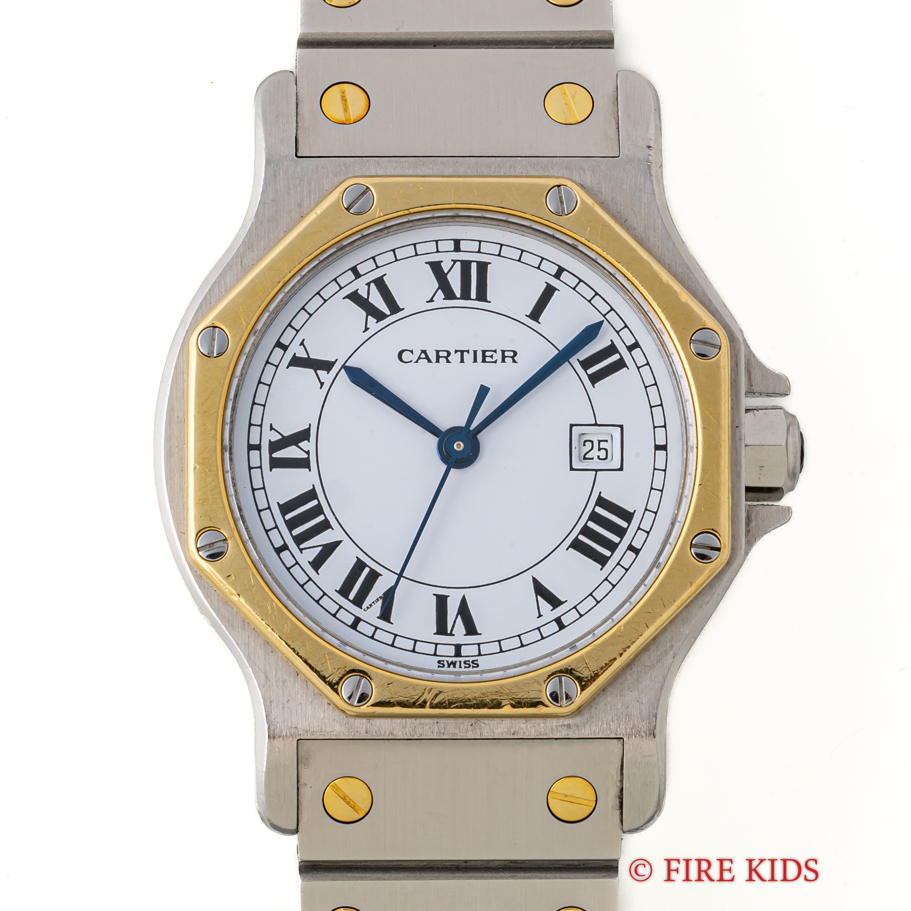 カルティエ サントスオクタゴン LMサイズ 1980年代製 自動巻 コンビ 純正ブレス