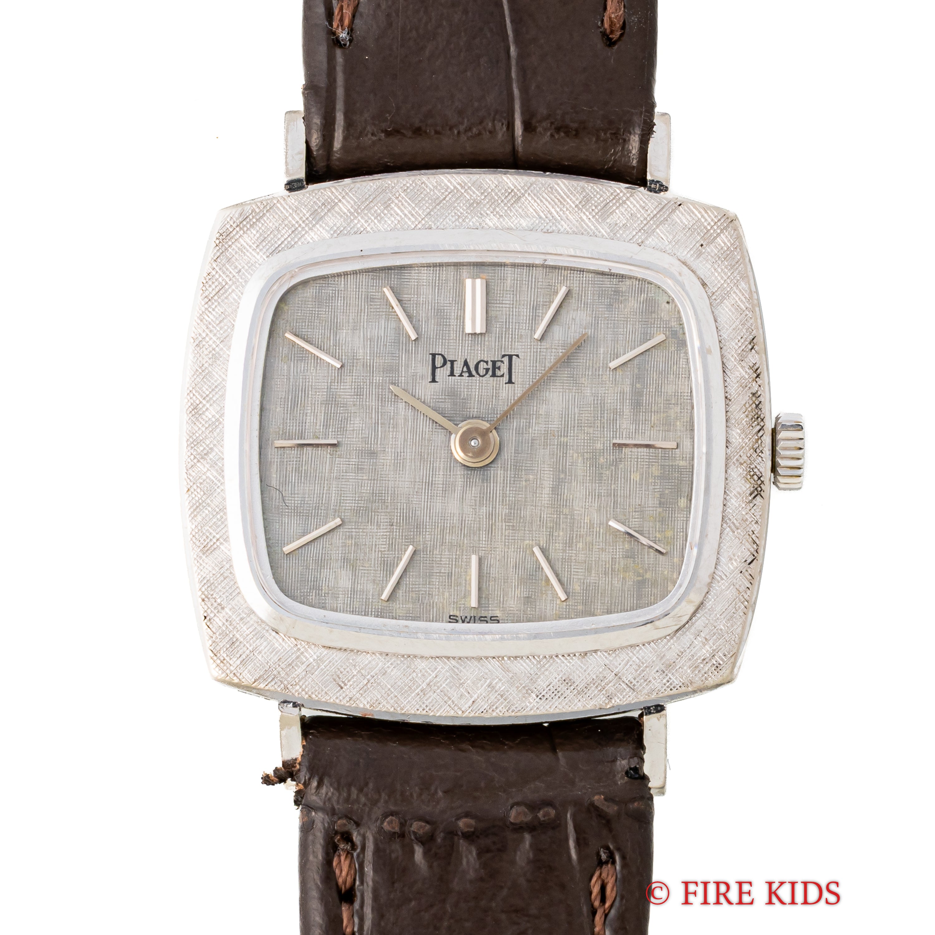 ピアジェ 18KWGクッションケース 1970年代製 レディースモデル 純正WG尾錠 手巻