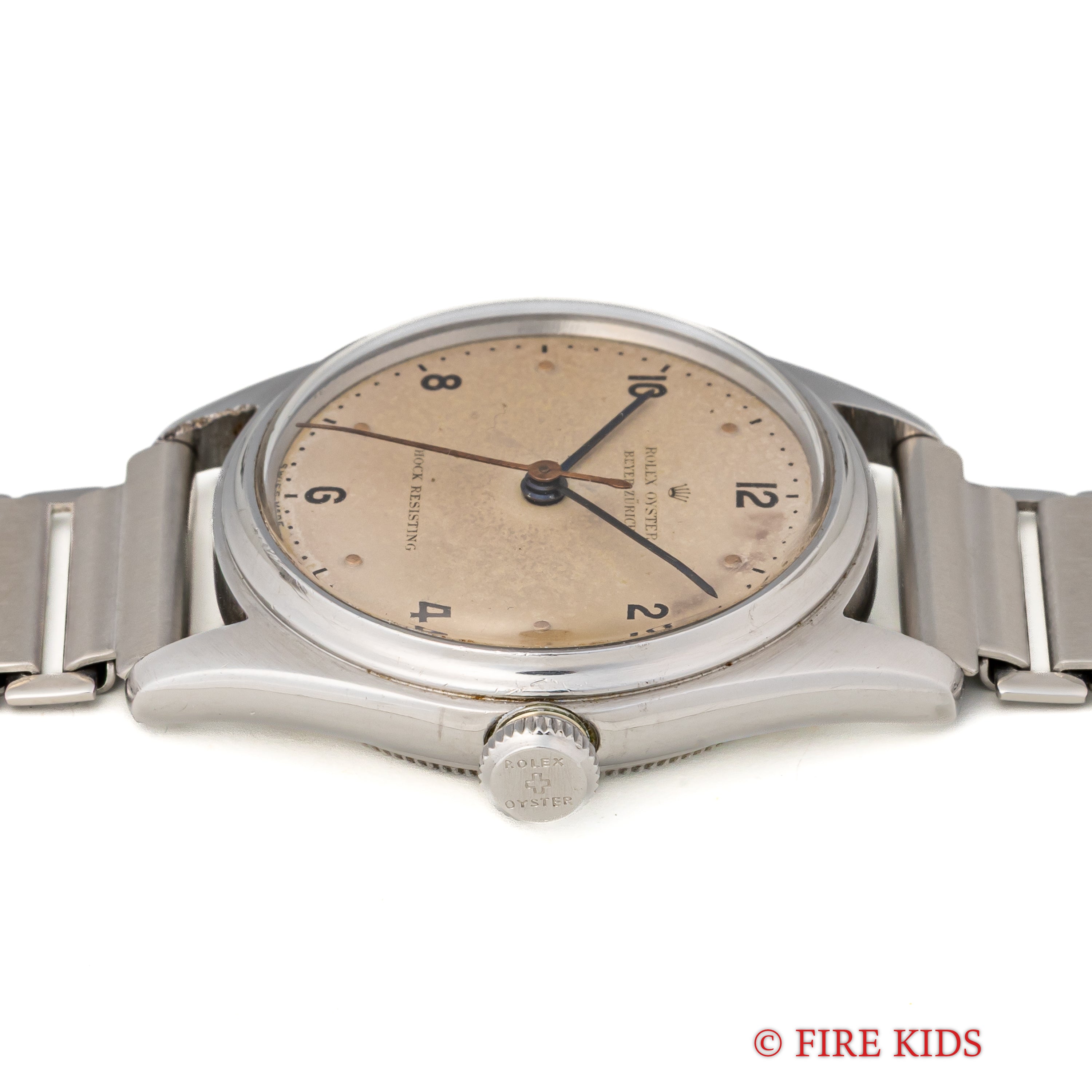 ロレックス オイスター ベイヤーWネーム 1945年製 飛びアラビアダイヤル Ref.4444 手巻 社外バンブーブレス