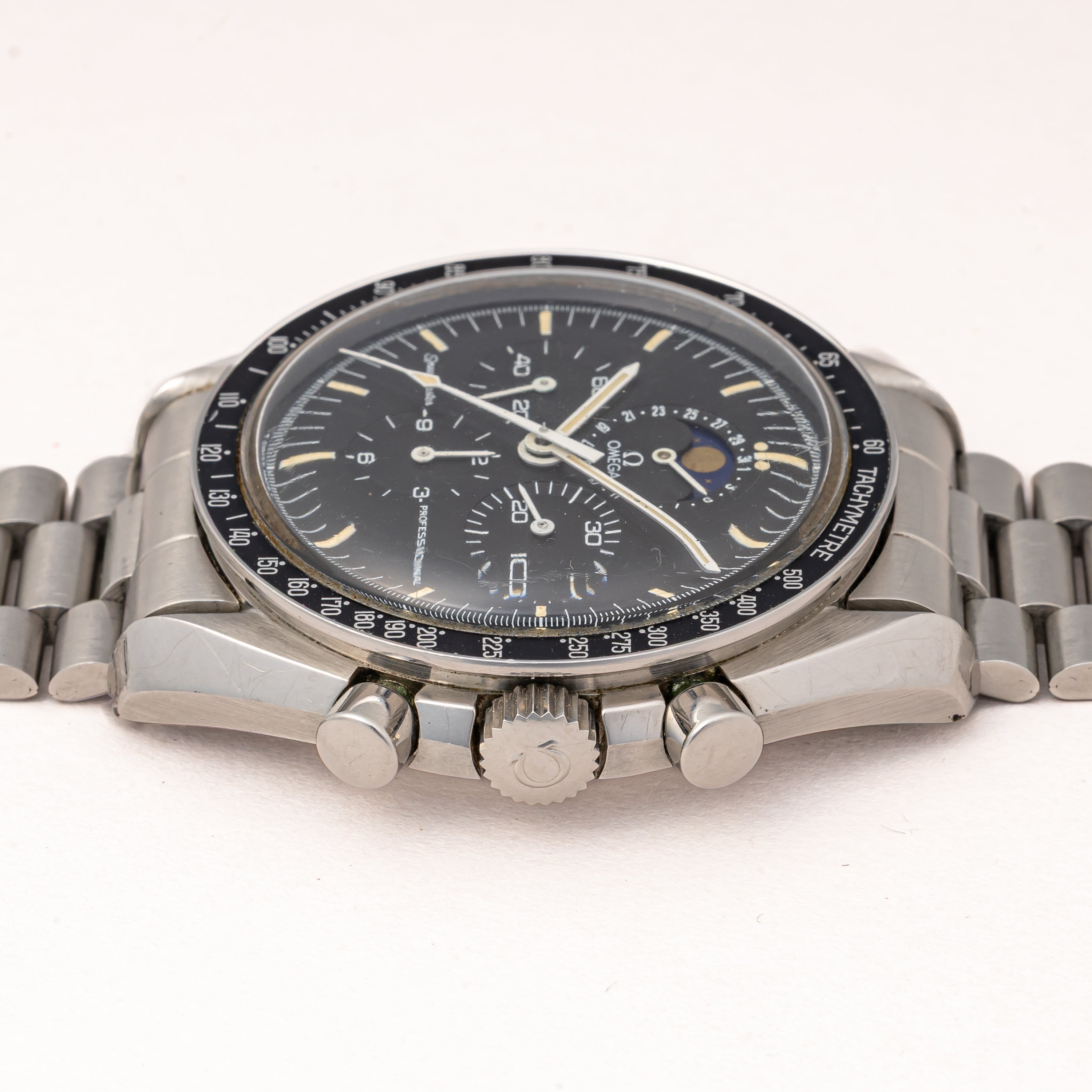 オメガ スピードマスター プロフェッショナル 1985年製 ムーンフェイズ Ref.ST345.0809 箱、ギャラ付き