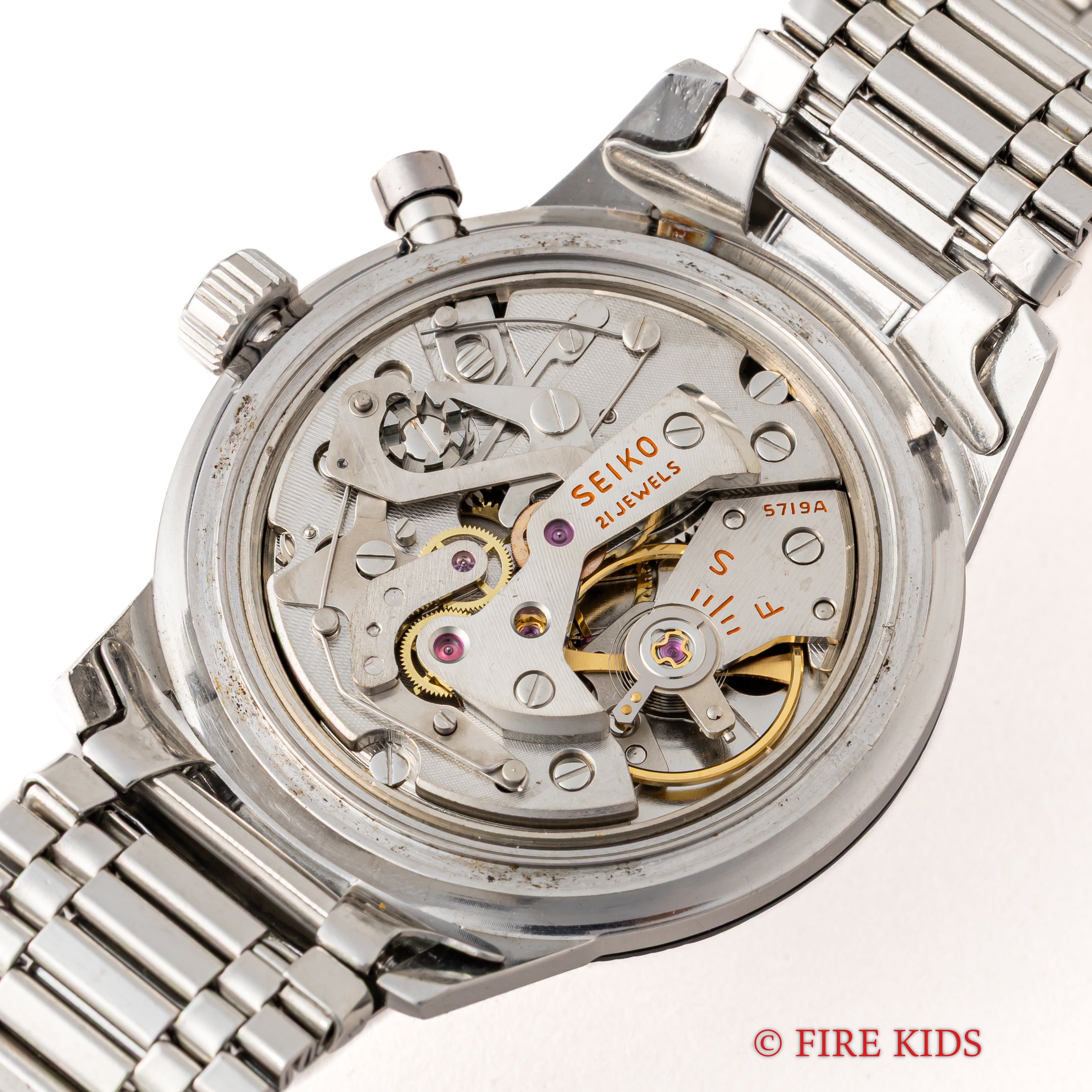 セイコー 1963年製 ワンプッシュクロノグラフ 黒文字盤 プラベゼル Ref.458990 東京オリンピック記念モデル 純正ブレス