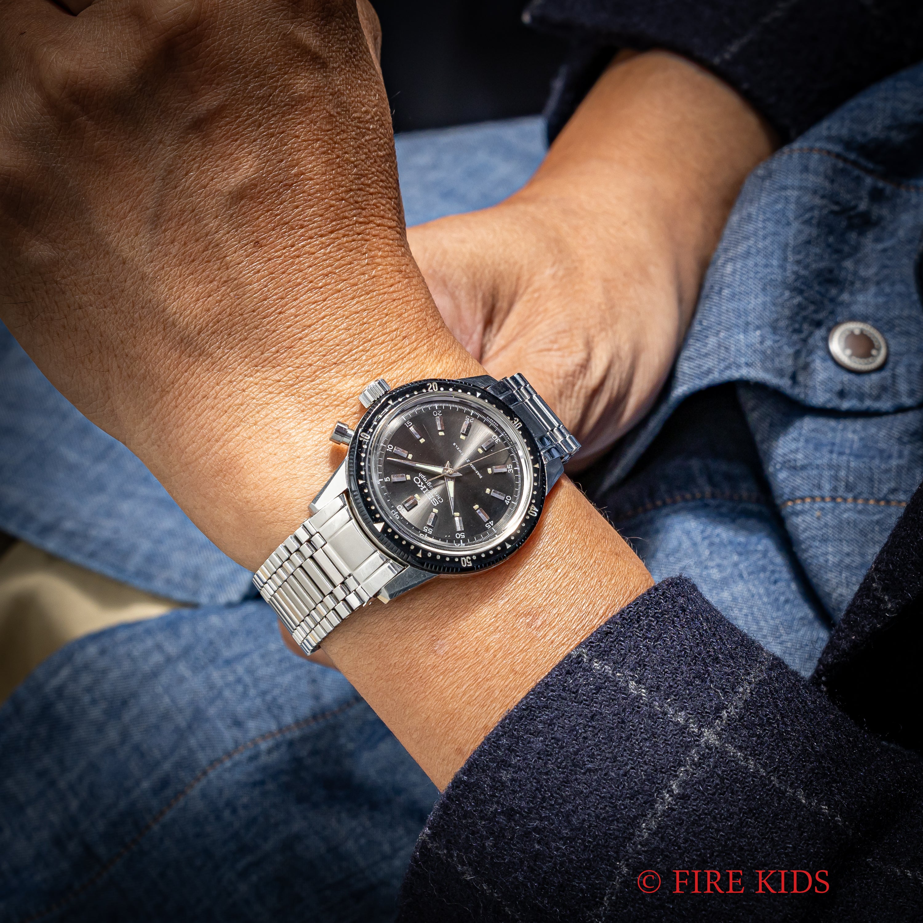 セイコー 1963年製 ワンプッシュクロノグラフ 黒文字盤 プラベゼル Ref.458990 東京オリンピック記念モデル 純正ブレス