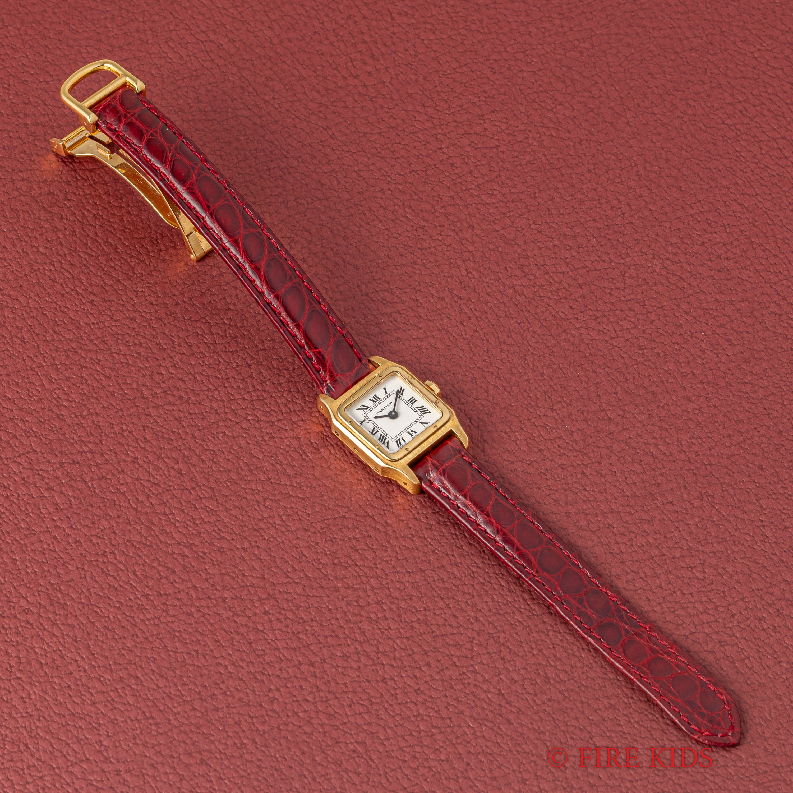 カルティエ 18金無垢サントスデュモン SMサイズ 手巻 PARISダイヤル 18金無垢イエローゴールド純正Dバックル付き