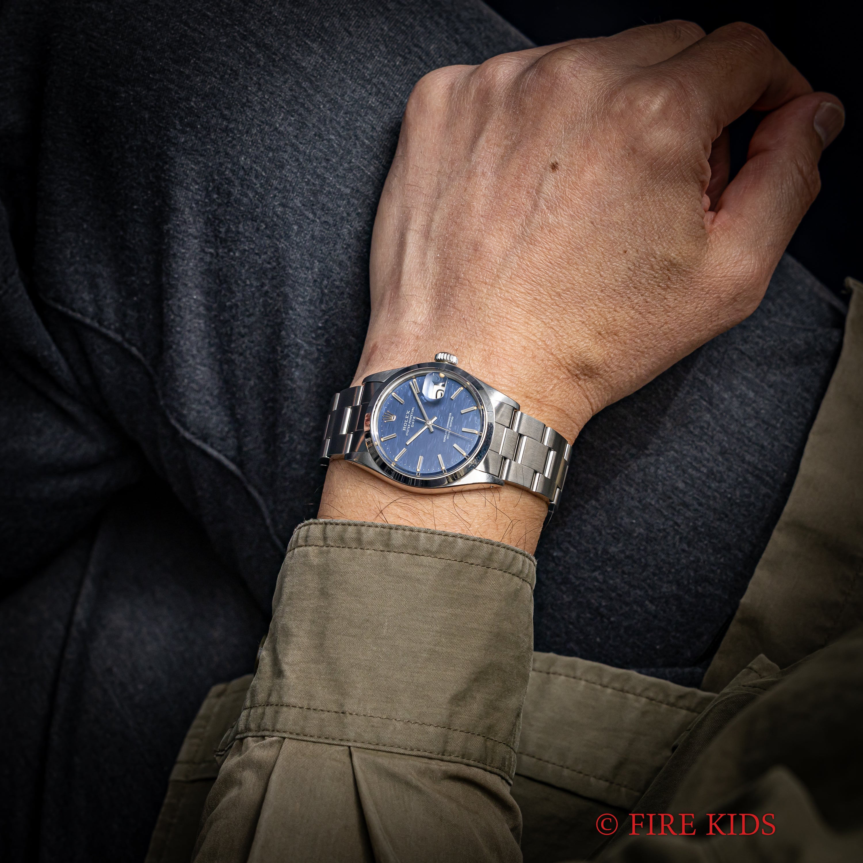 ロレックス オイスターパーペチュアルデイト ブルーブリックダイアル 自動巻き 1971年製 Ref.1500 Cal.1570