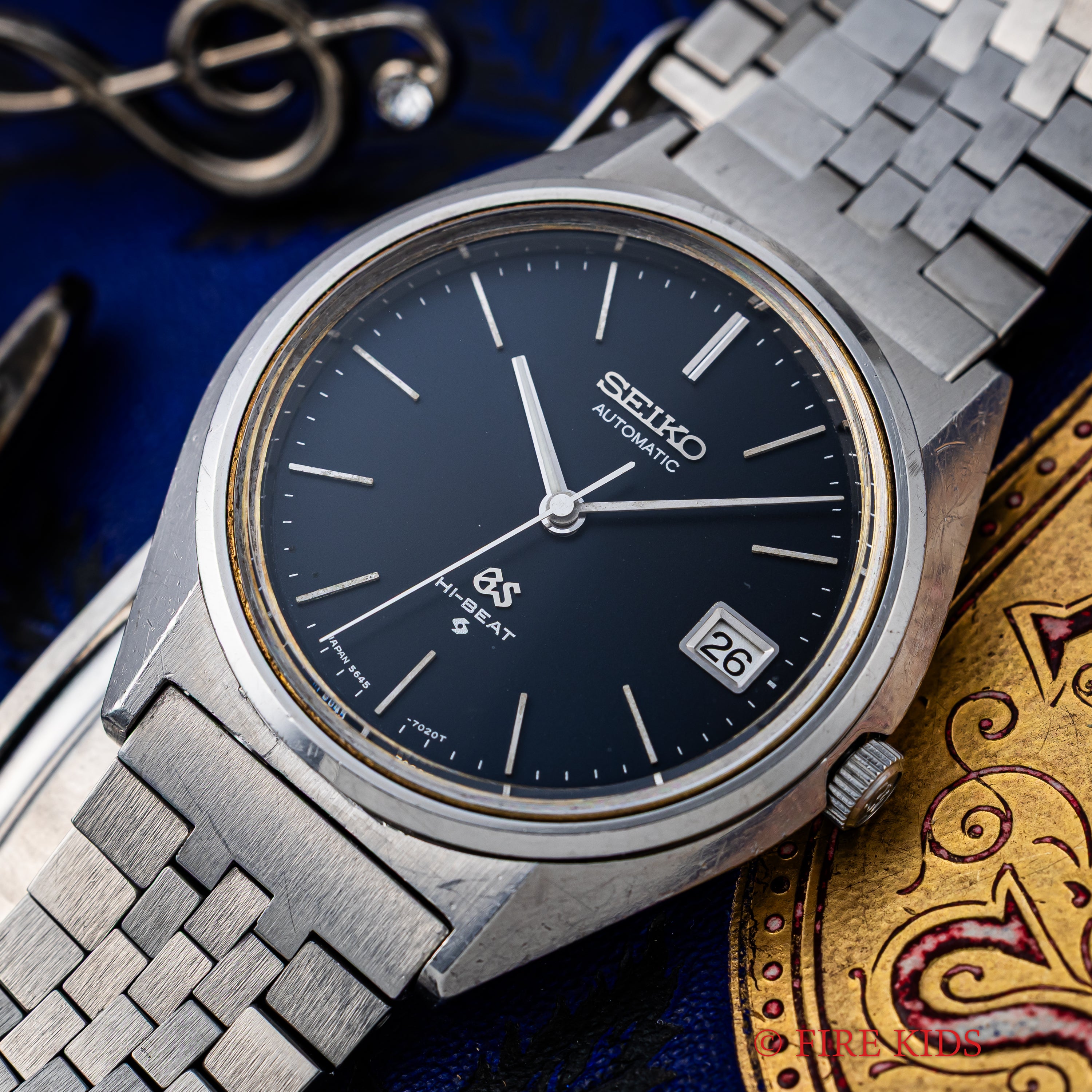 グランドセイコー 1972年製 ネイビーダイヤル Ref.5645-7010 56GS 純正ブレス付