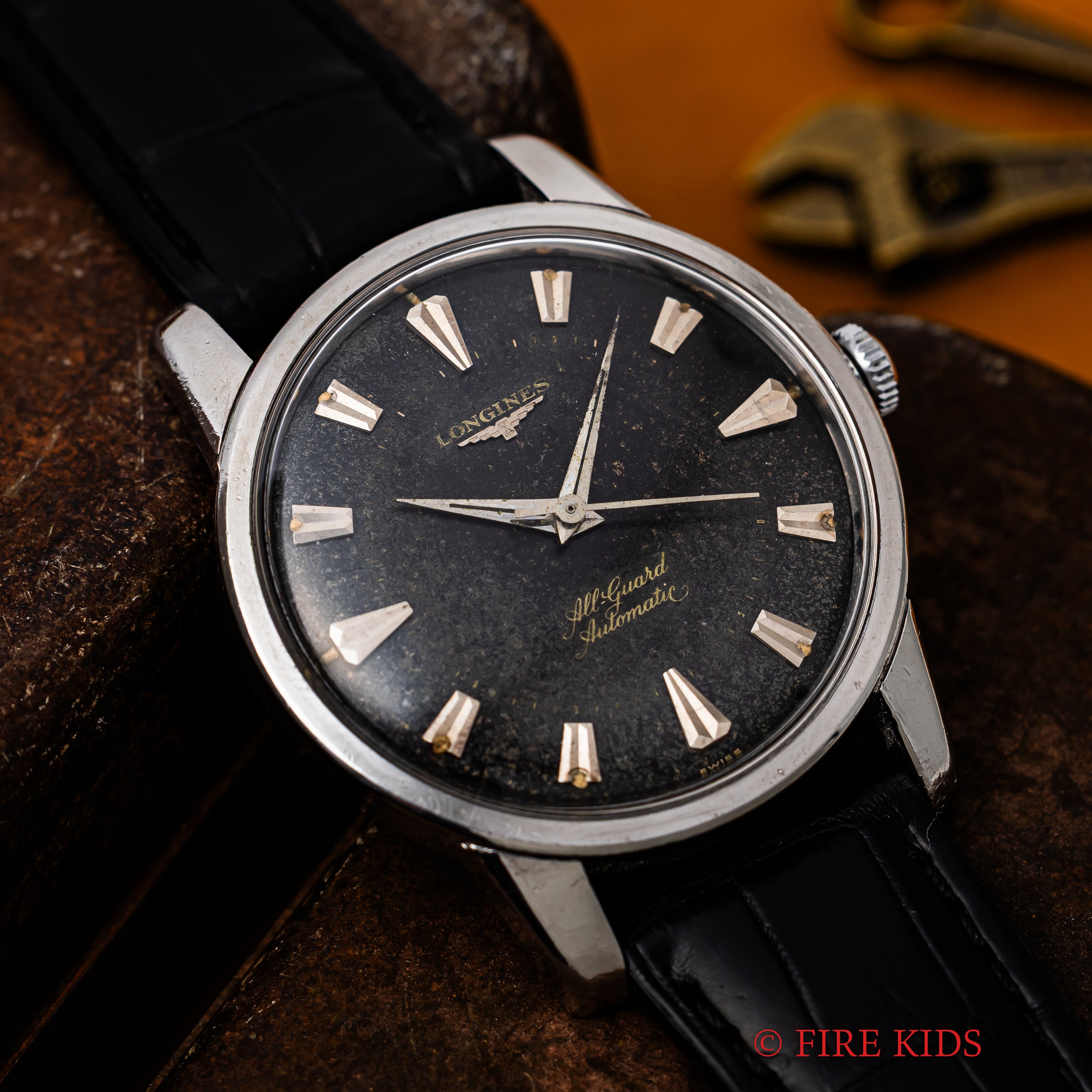 ロンジン オールガード 1955年製 ブラックミラーダイヤル 自動巻 cal. 19AS