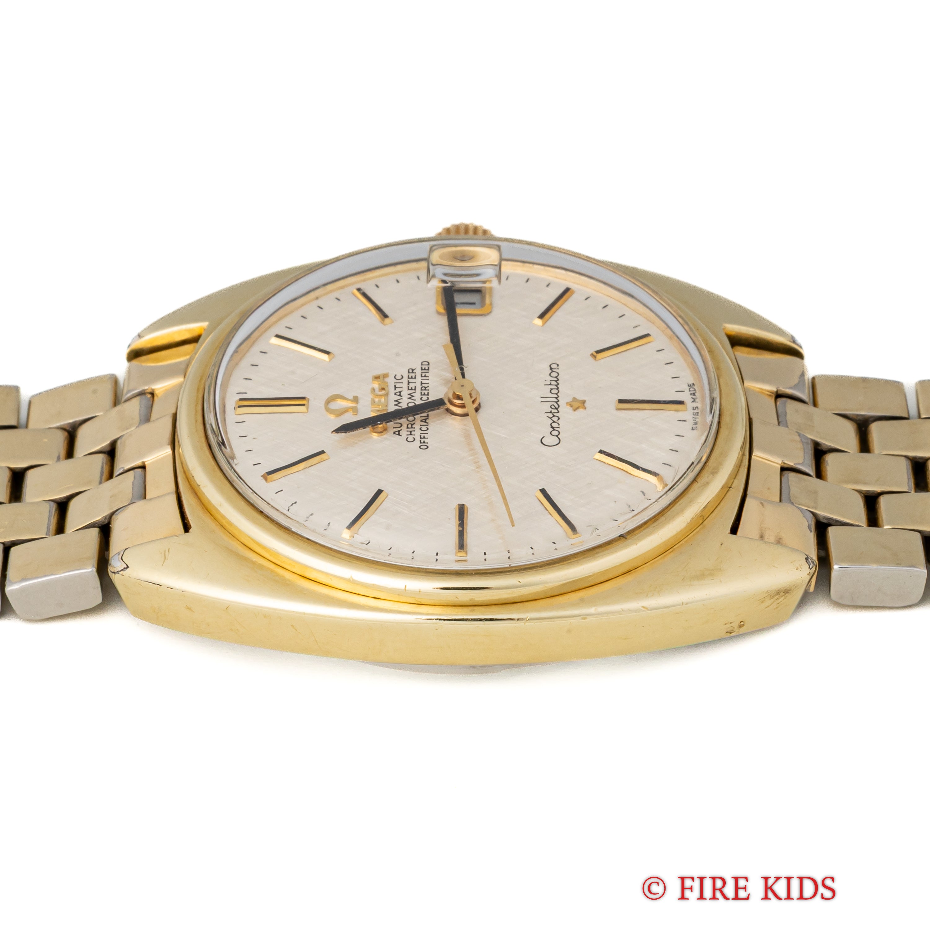 オメガ コンステレーション 1968年製 トップゴールドケース リネンダイヤル ジェンタデザイン 自動巻クロノメーター 純正ブレス