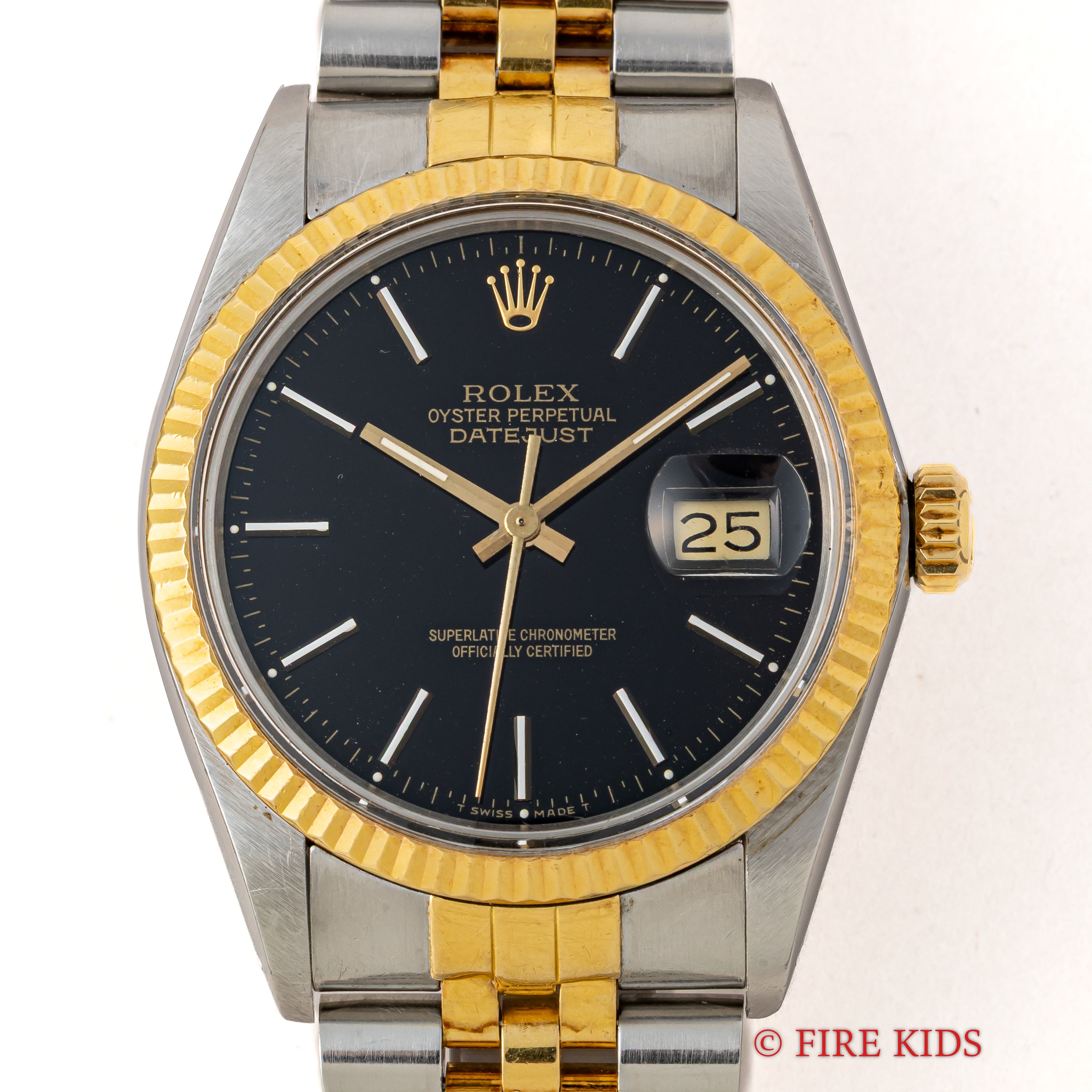 ロレックス 1987年製 デイトジャスト コンビ Ref.16013 自動巻 トリチウム夜光 ギャラ、タグ、修理明細付き