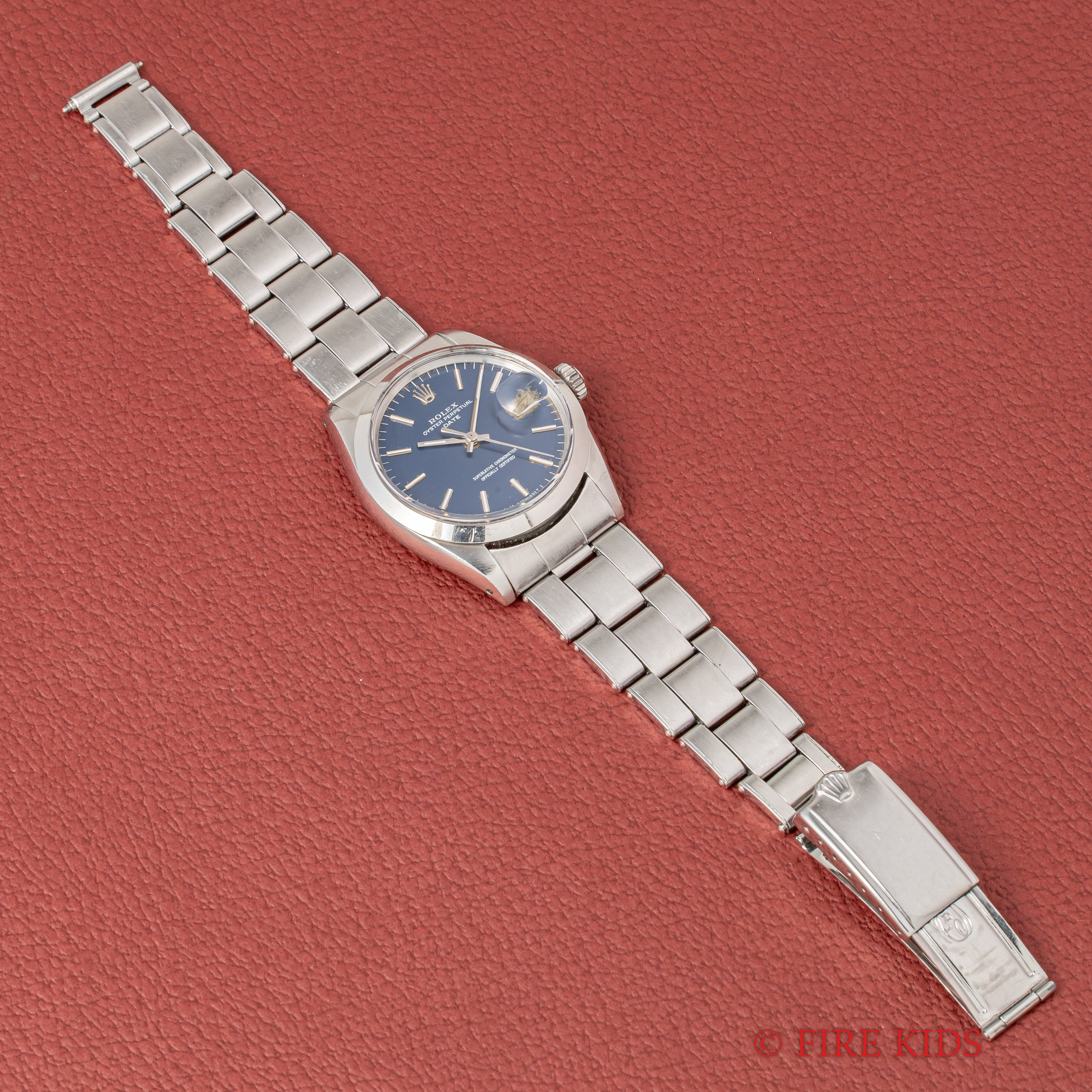 ロレックス 1966年製  オイスターパーペチュアルデイト 自動巻き Ref.1500 ブルーダイヤル 純正リベットブレス