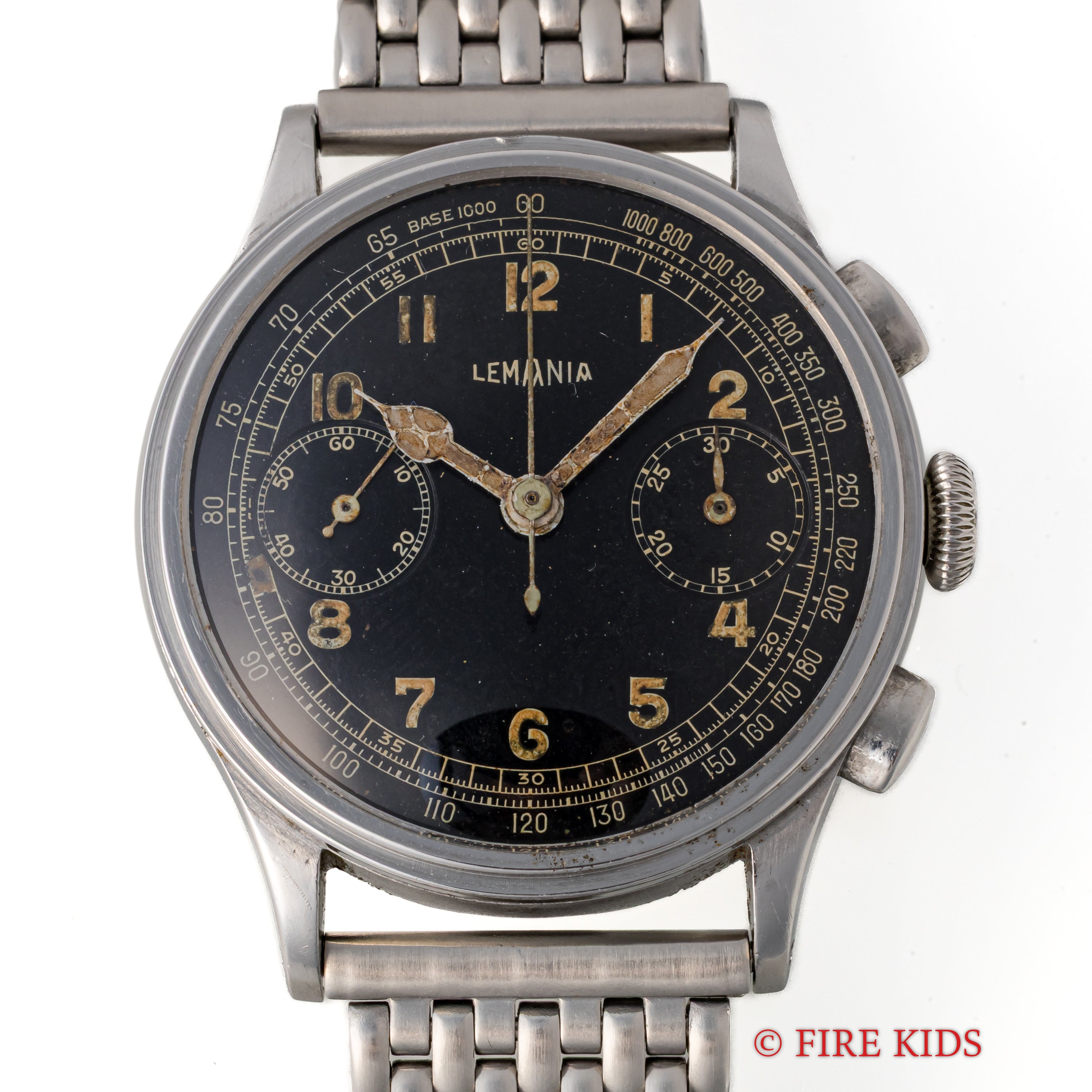 レマニア 37㎜ビッグケース 2レジスター クロノグラフ 1940年代製 手巻き Cal.15TL ステップベゼル