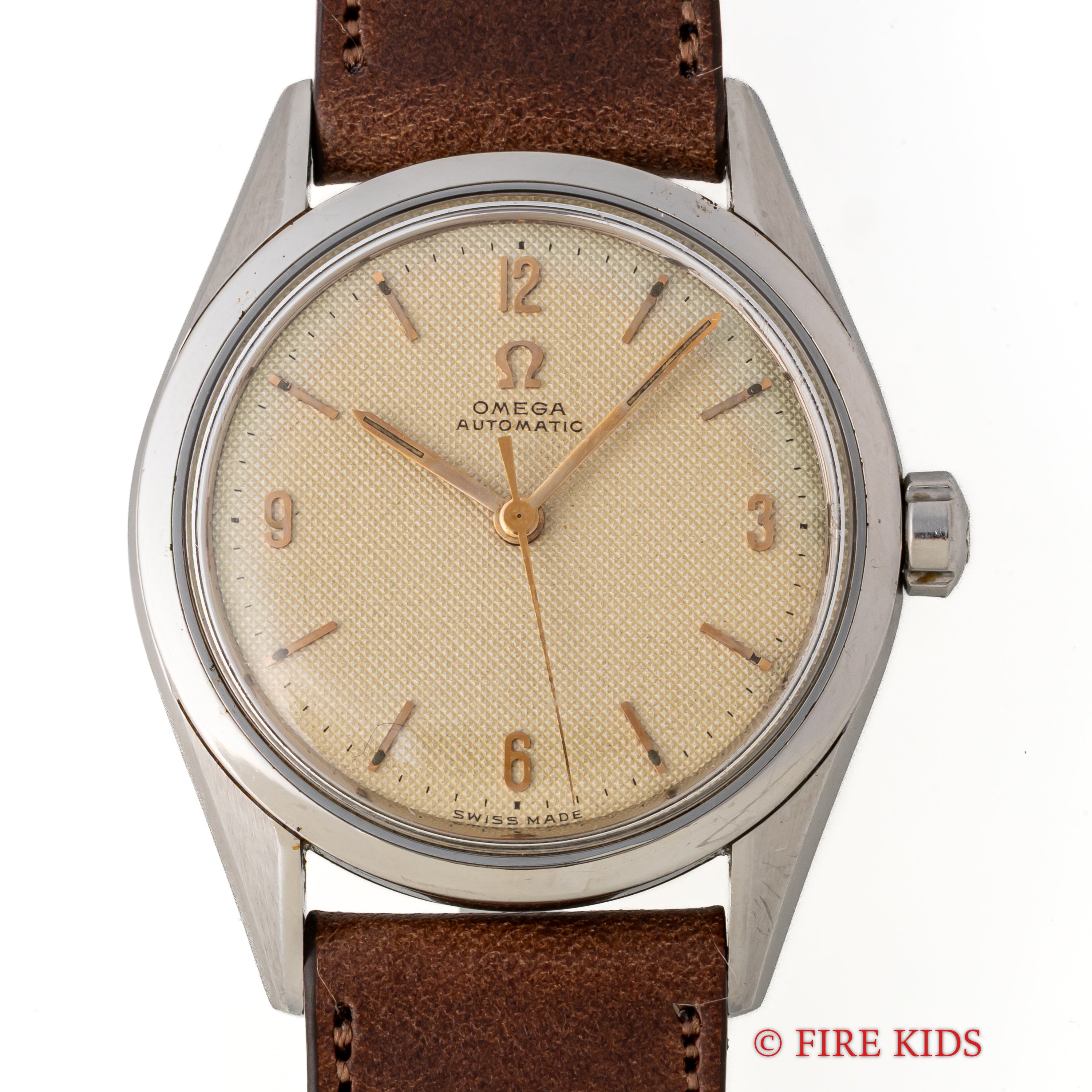 オメガ ラウンドケース ギョウシェダイヤル 1954年製 全回転自動巻 Cal.471