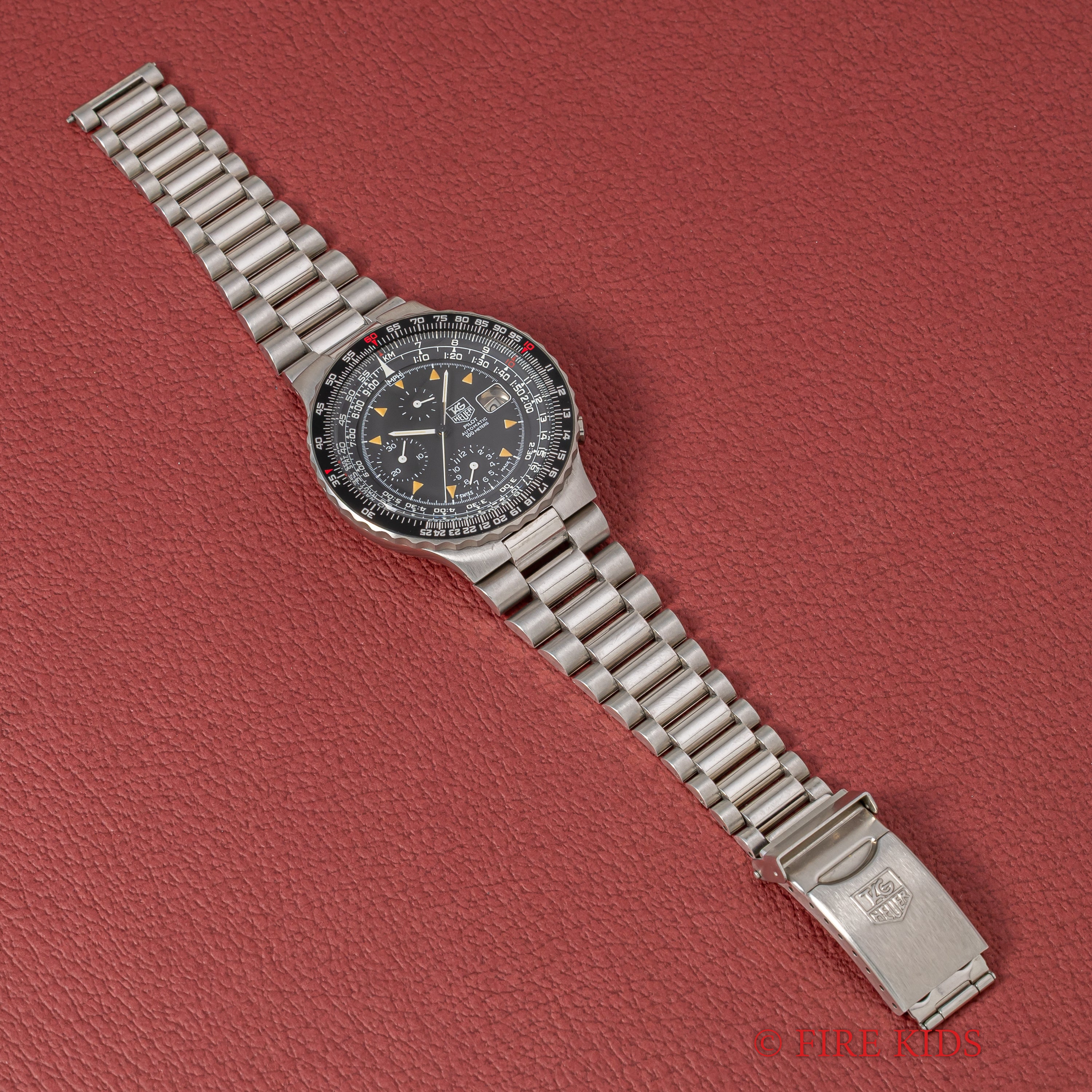 タグ・ホイヤー パイロットクロノグラフ 1980年代製 自動巻クロノグラフ 純正ブレス 箱付