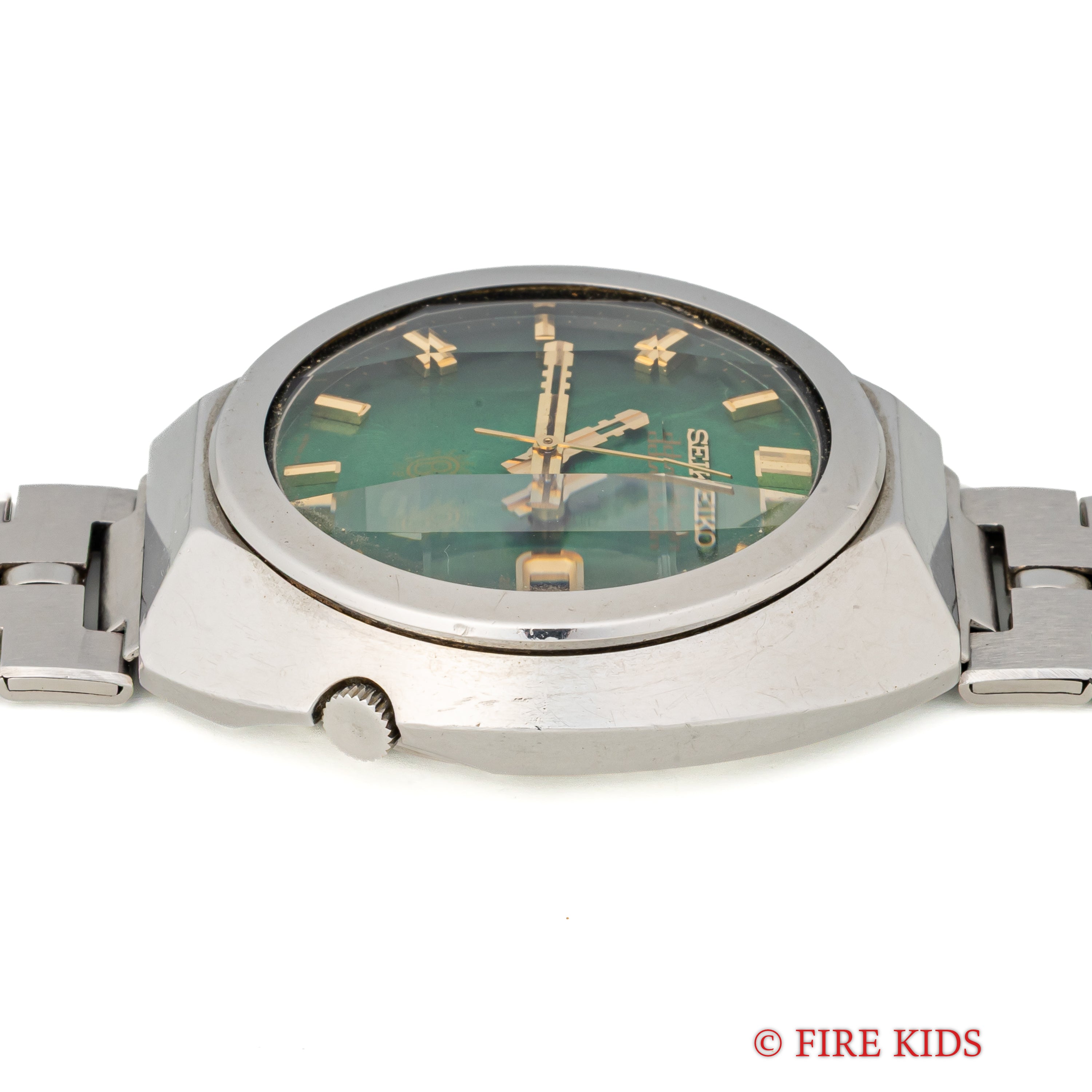 セイコー アドヴァン カットガラス 1973年製 グリーンダイヤル デイデイト自動巻 純正ブレス