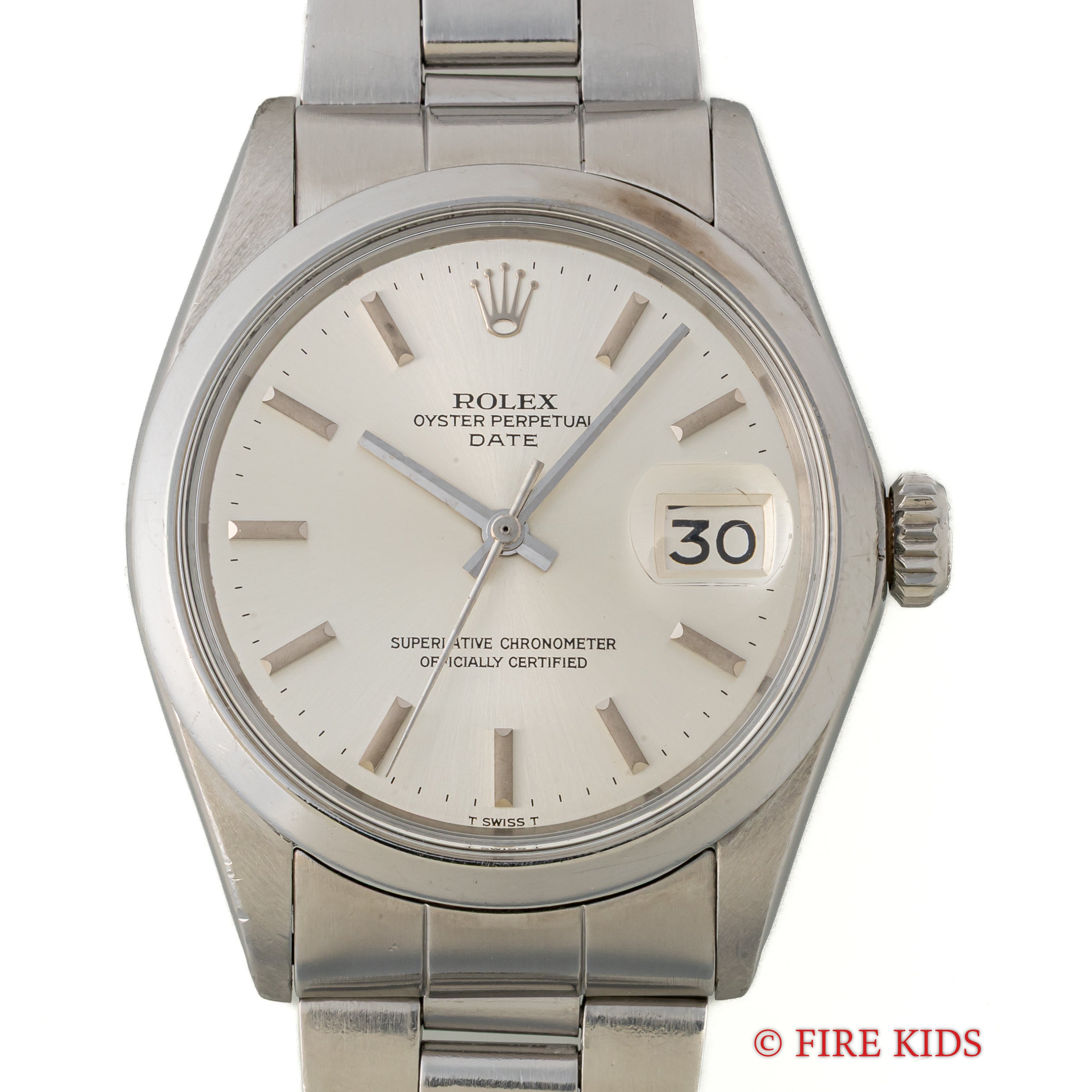 ロレックス 1970年製 オイスターパーペチュアルデイト Ref.1500 シルバーダイヤル 夜光無し