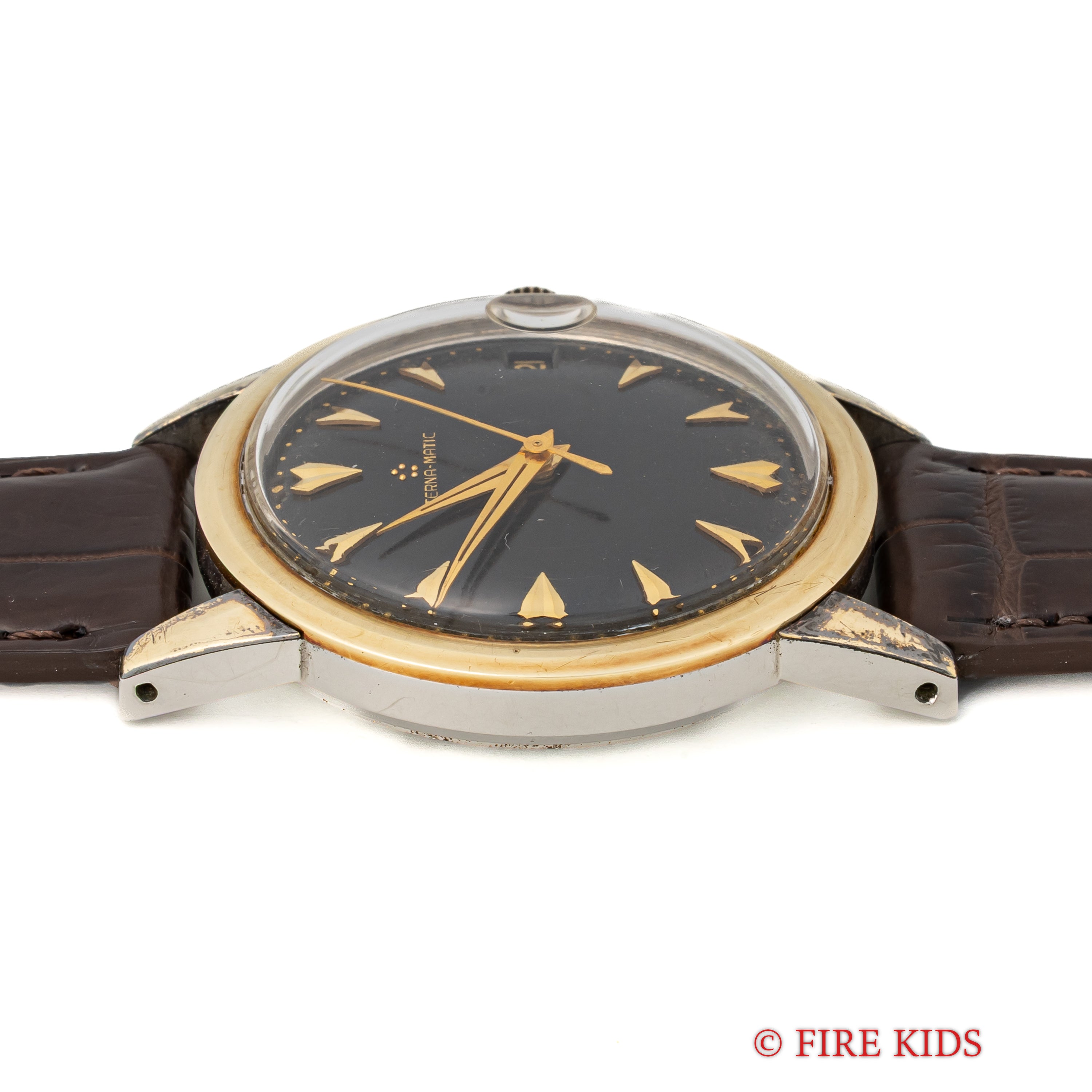 エテルナ マチック 1950年代製 ブラックミラーダイヤル トップゴールドケース 自動巻 cal.1243US