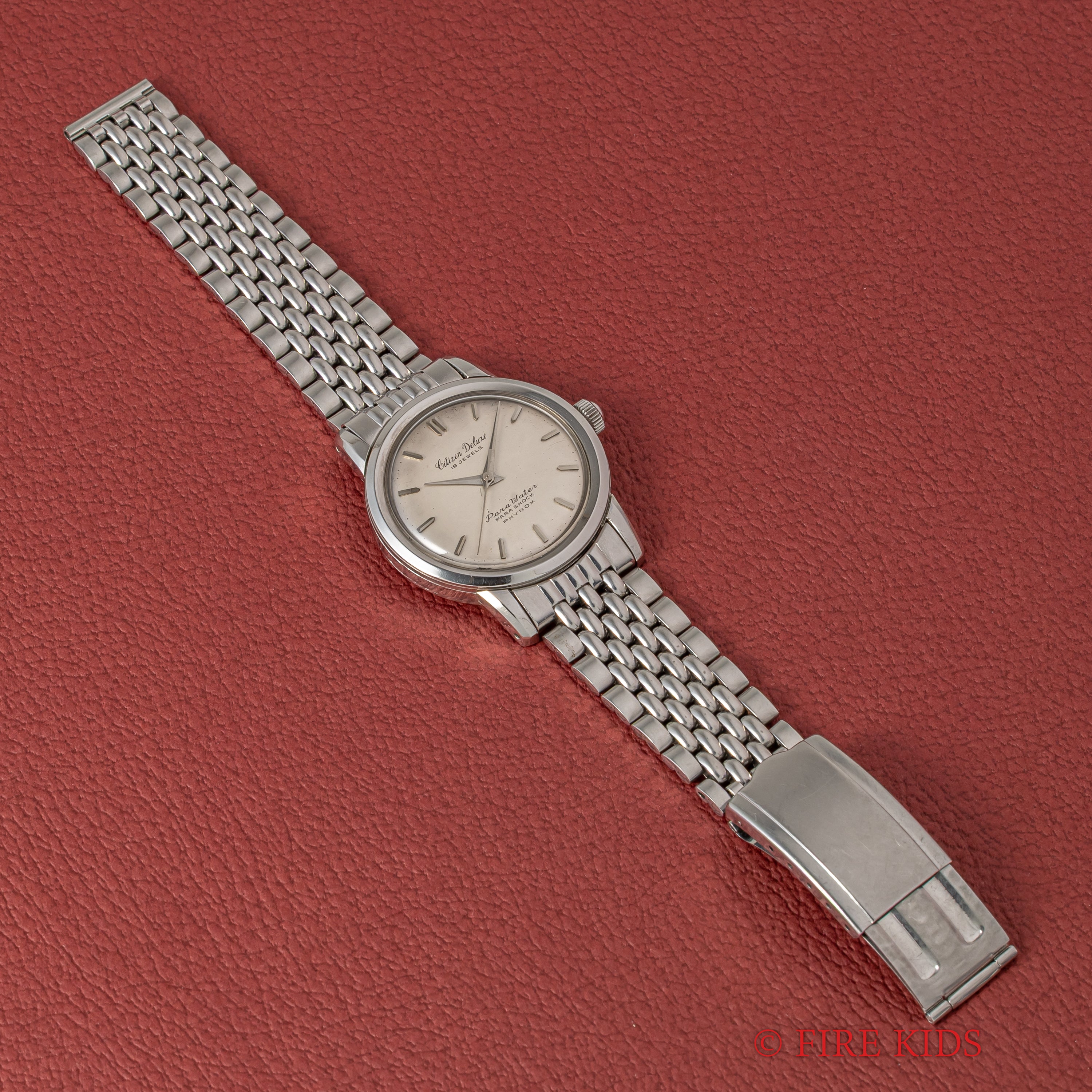 シチズン デラックス 1962年製 ラウンド ブレス付き 手巻き パラウォーター 防水スナップ