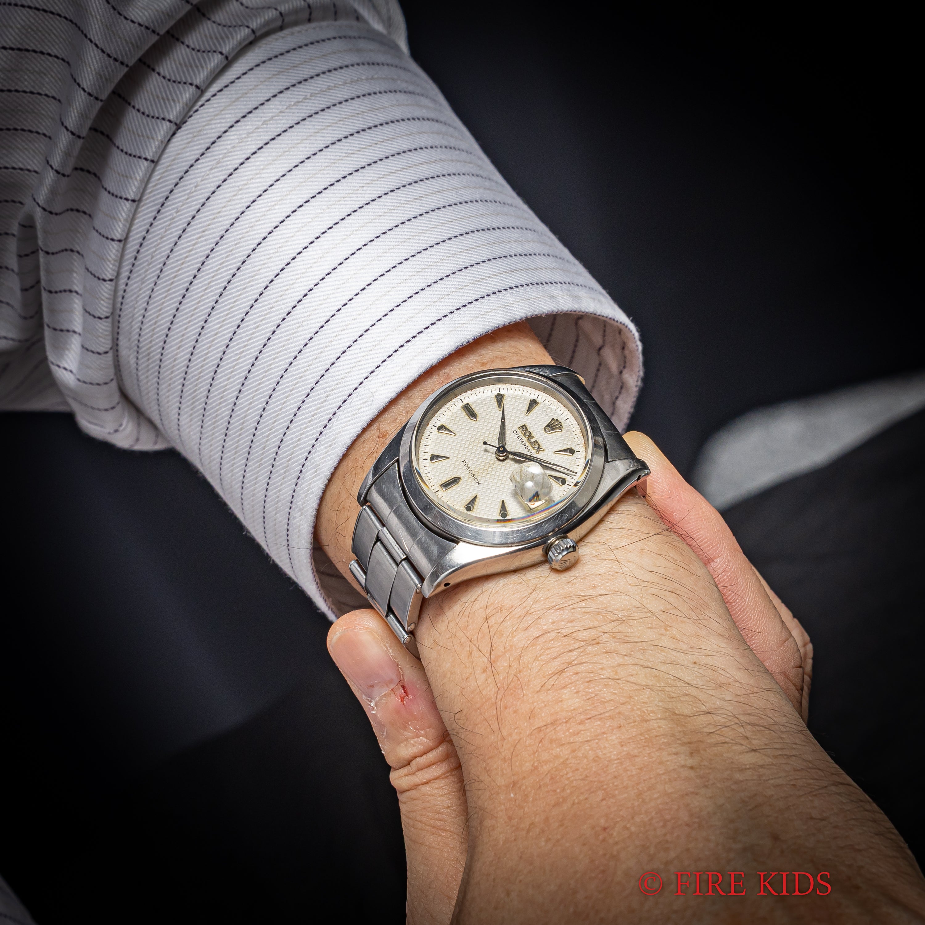 ロレックス 1954年製 Ref.6494 オイスターデイト 手巻き 赤黒カレンダー ハニカムダイヤル リベットブレス