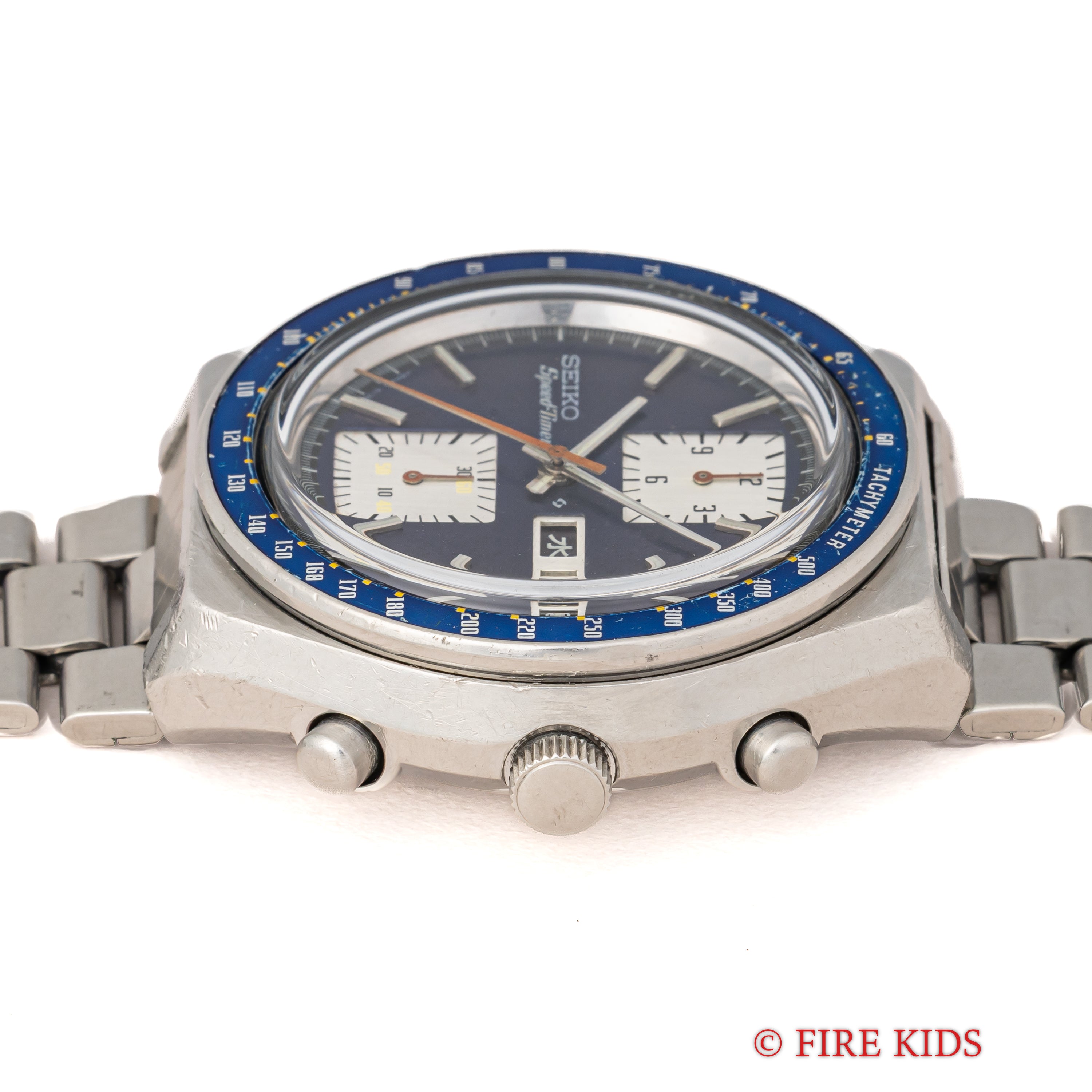 セイコー 角目 自動巻クロノグラフ 1976年製 Ref.6138-0030 ブルーダイヤル 純正ブレス付き