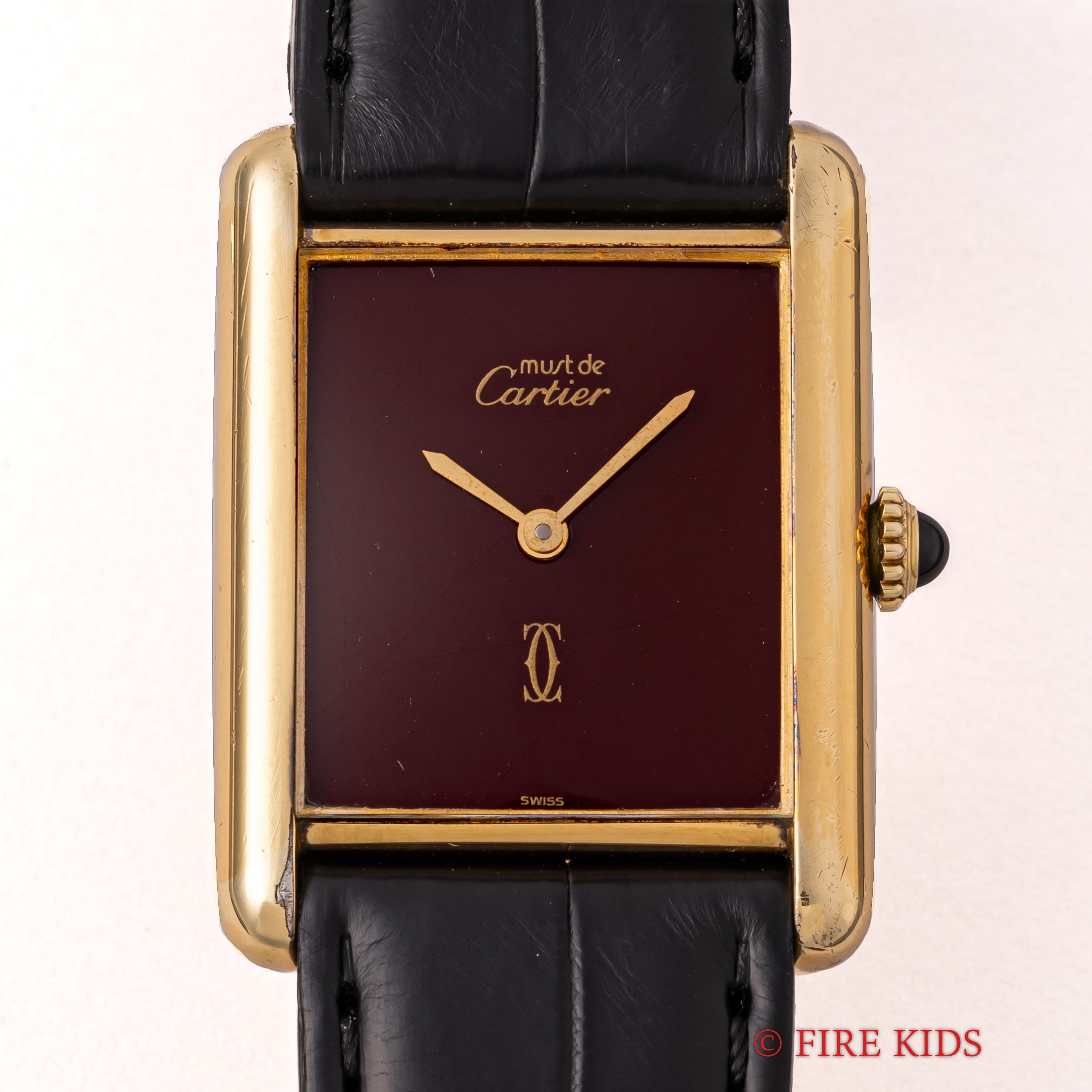 カルティエ マストタンク 1980年代製 LMサイズ 手巻き ガーネットダイヤル