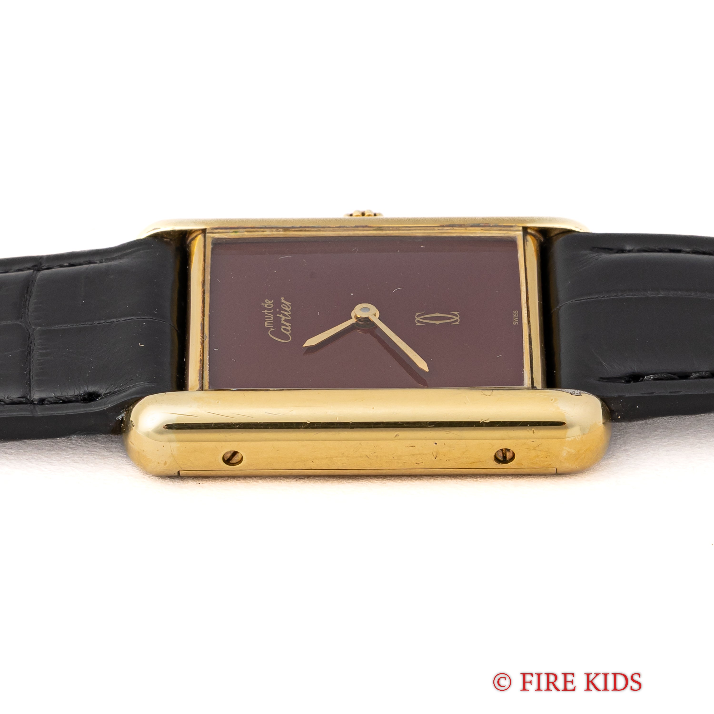 カルティエ マストタンク 1980年代製 LMサイズ 手巻き ガーネットダイヤル