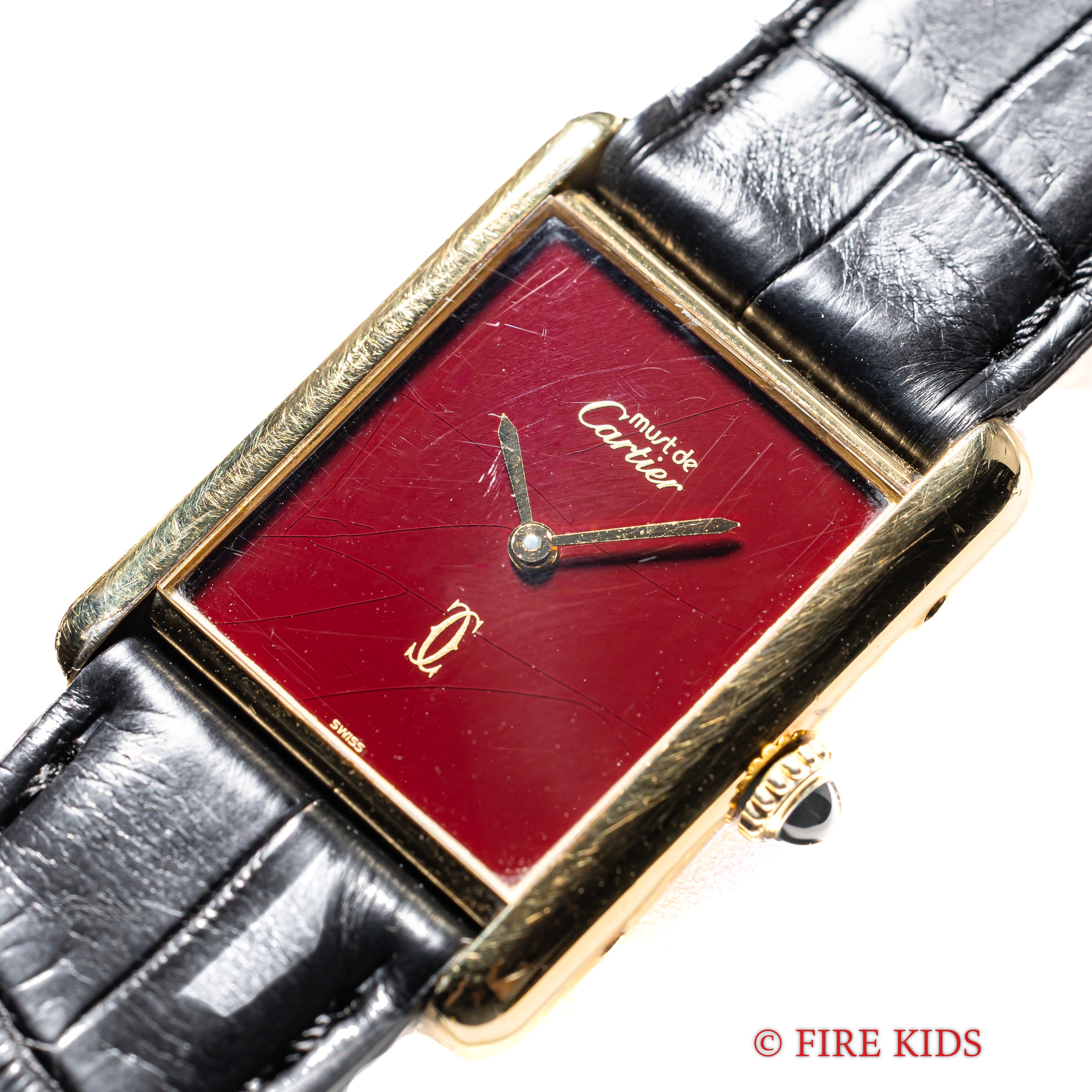 カルティエ マストタンク 1980年代製 LMサイズ 手巻き ガーネットダイヤル