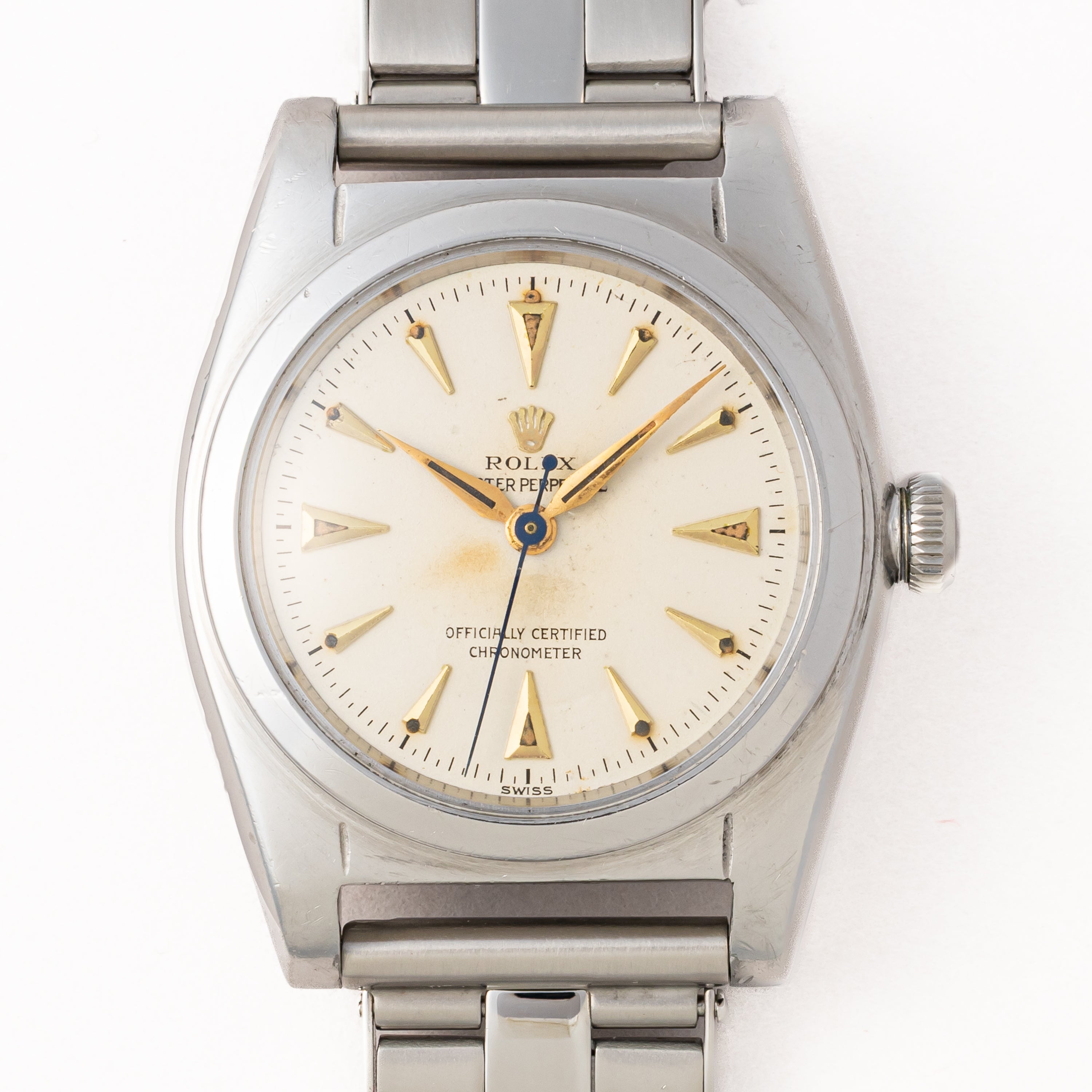 ロレックス バブルバック Ref.2940 1945年製 アルファハンド クサビインデックス 自動巻 社外ブレス