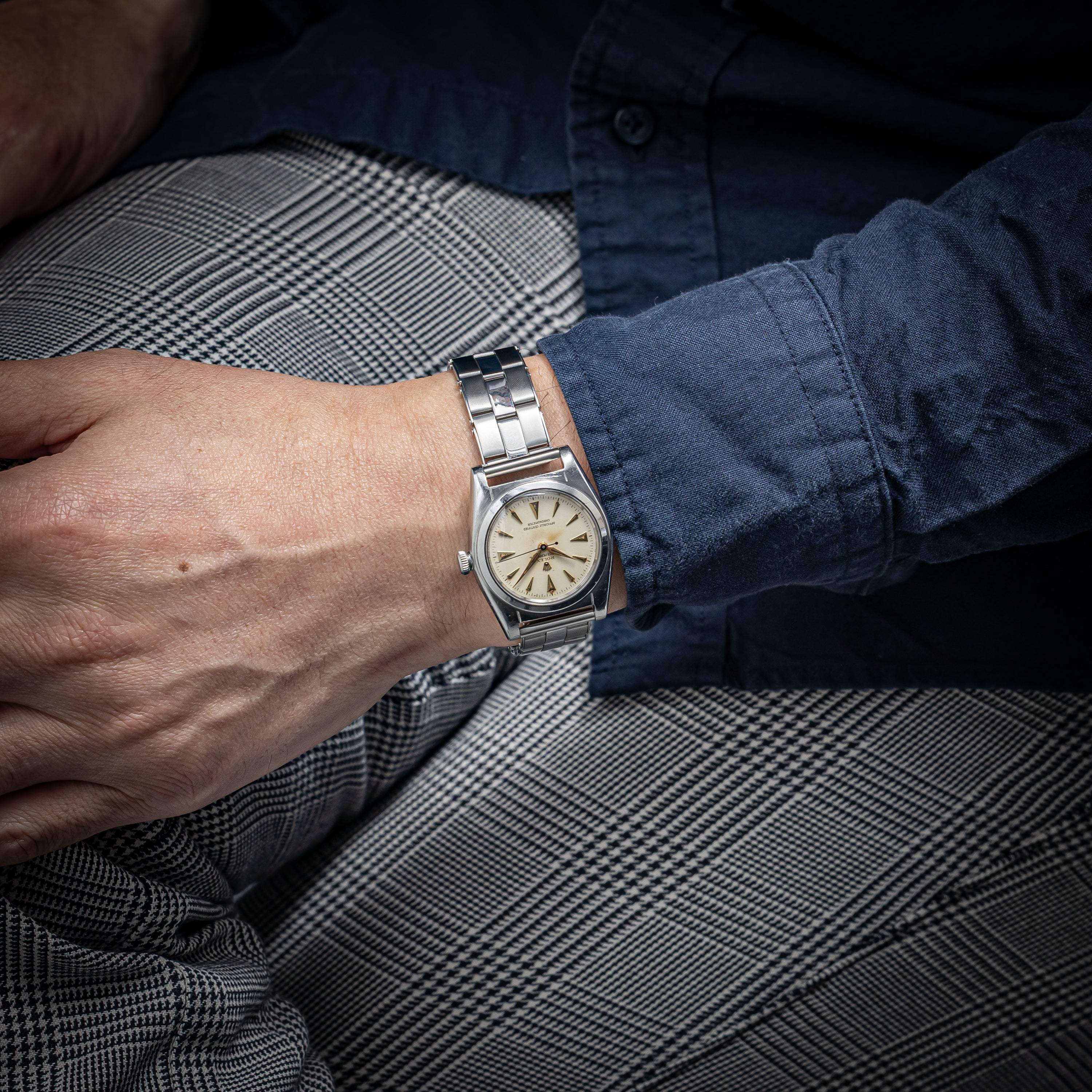 ロレックス バブルバック Ref.2940 1945年製 アルファハンド クサビインデックス 自動巻 社外ブレス