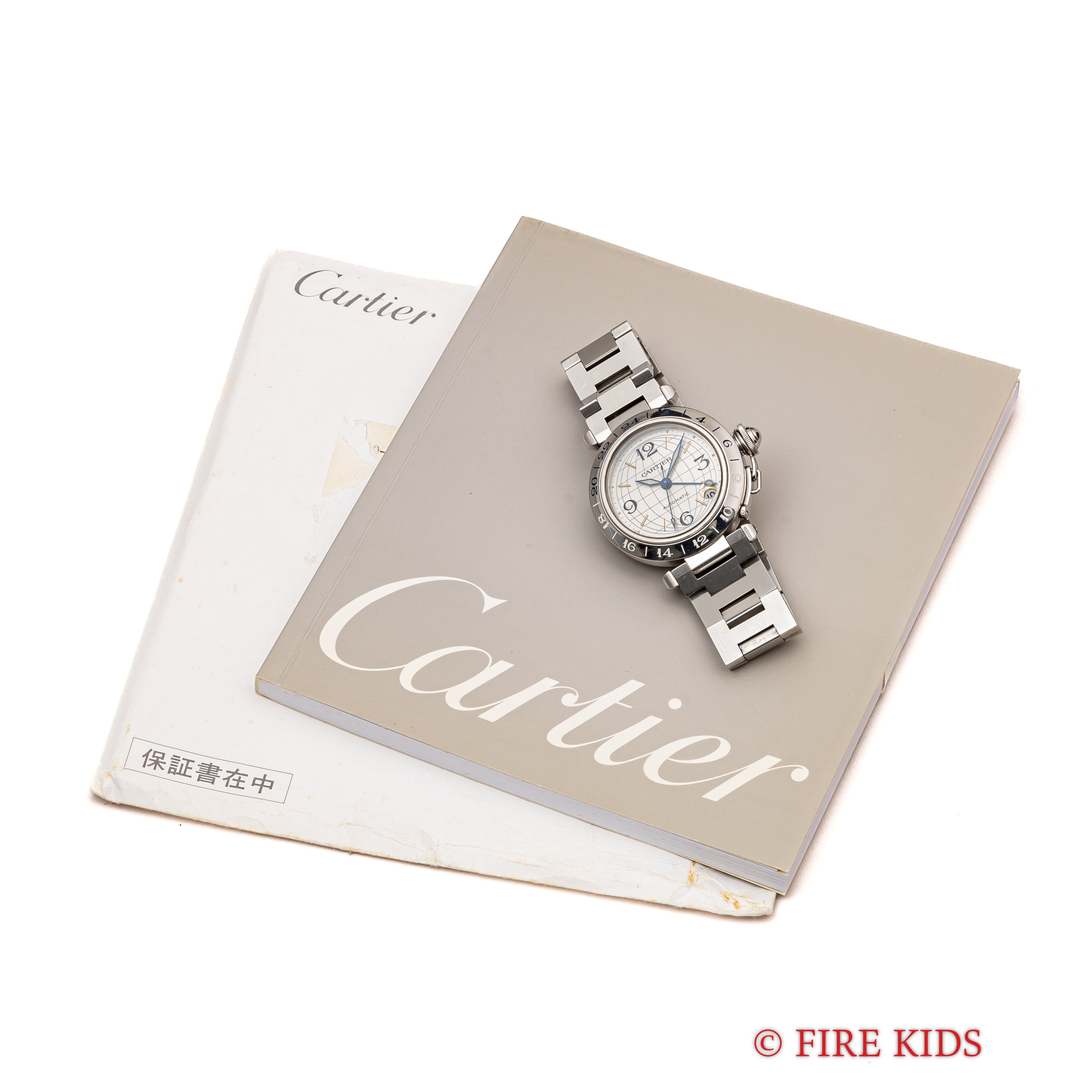 カルティエ パシャC メリディアン 2001年発行ギャラ Ref.2377 GMT シルバーダイヤル ギャラ付き