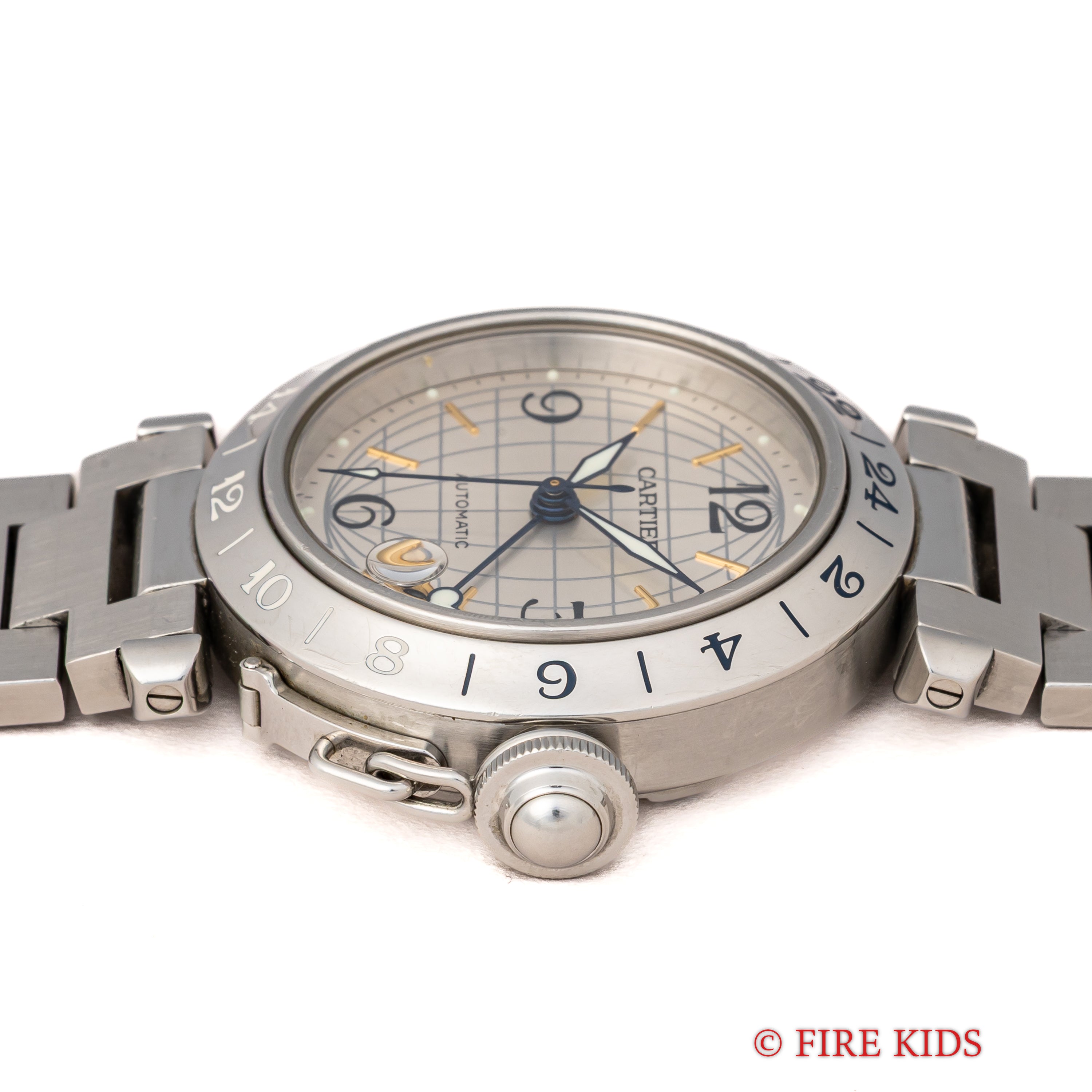 カルティエ パシャC メリディアン 2001年発行ギャラ Ref.2377 GMT シルバーダイヤル ギャラ付き