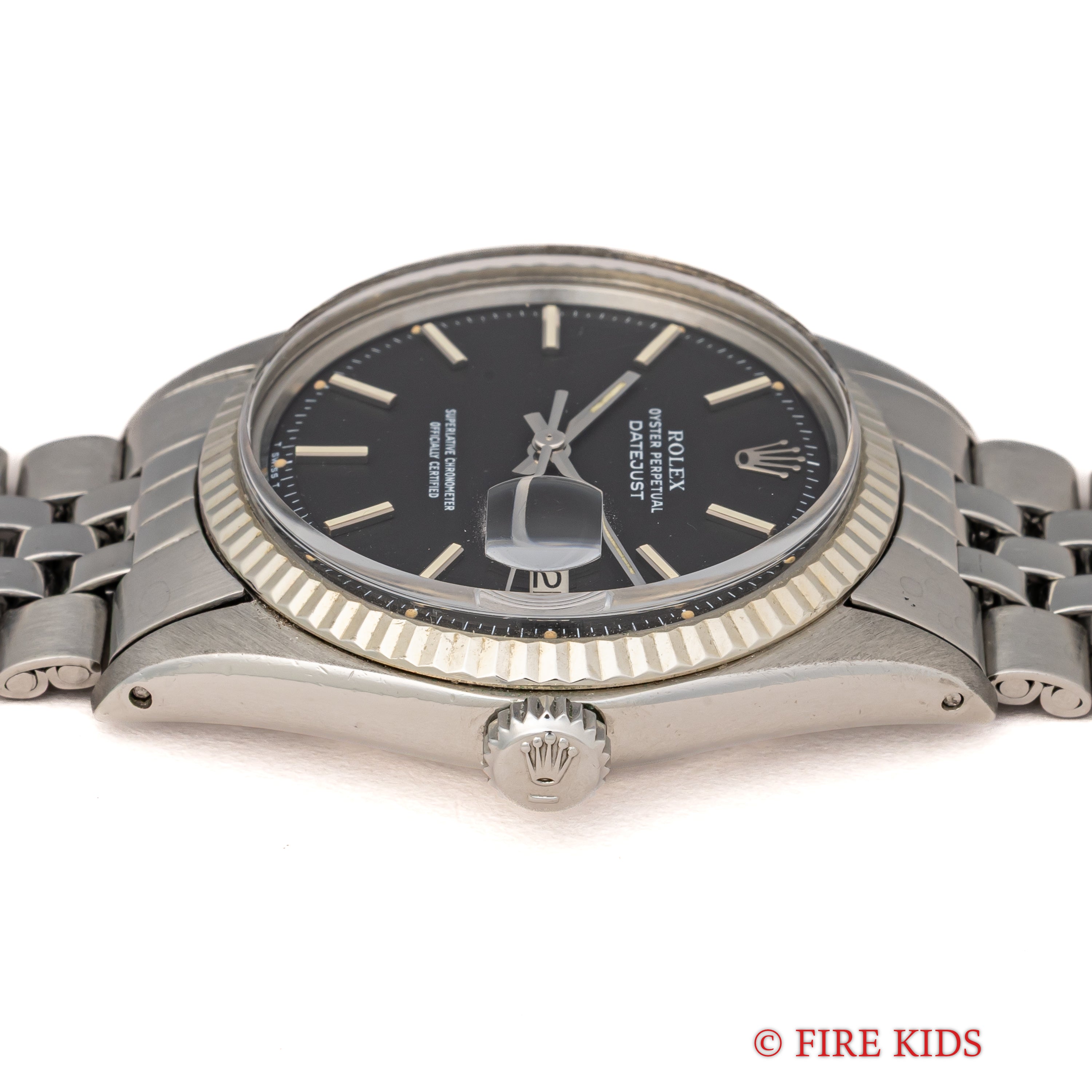 ロレックス デイトジャスト1973年製 マットブラックダイヤル Ref.1601 ホワイトゴールドベゼル 純正ジュビリーブレス