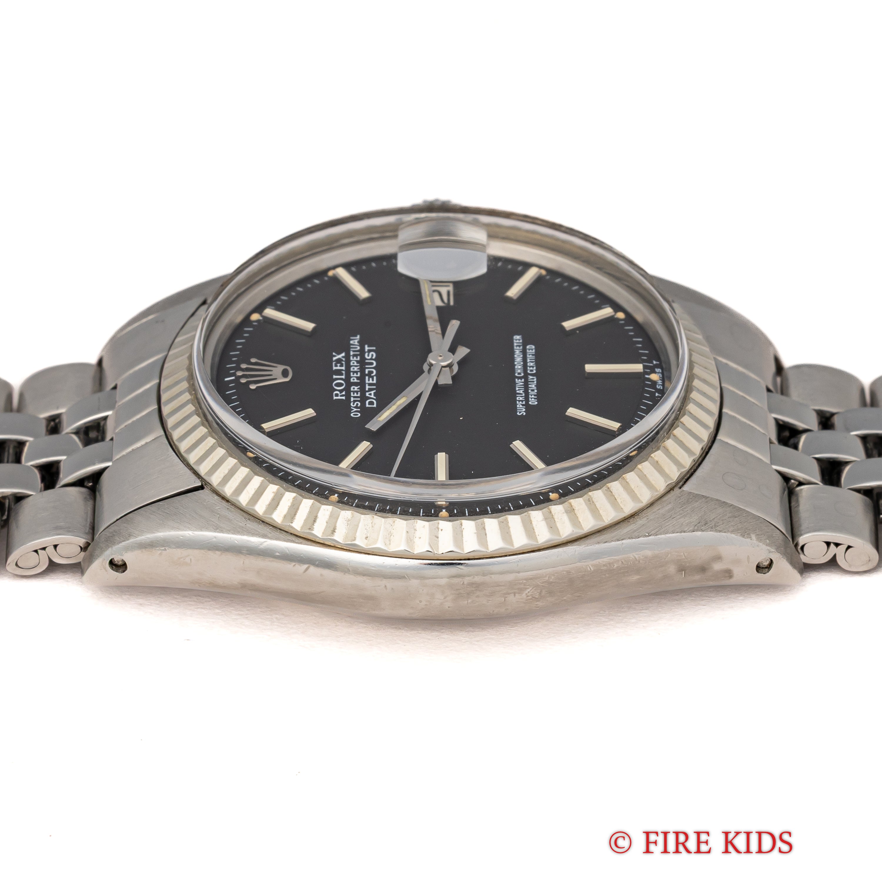 ロレックス デイトジャスト1973年製 マットブラックダイヤル Ref.1601 ホワイトゴールドベゼル 純正ジュビリーブレス