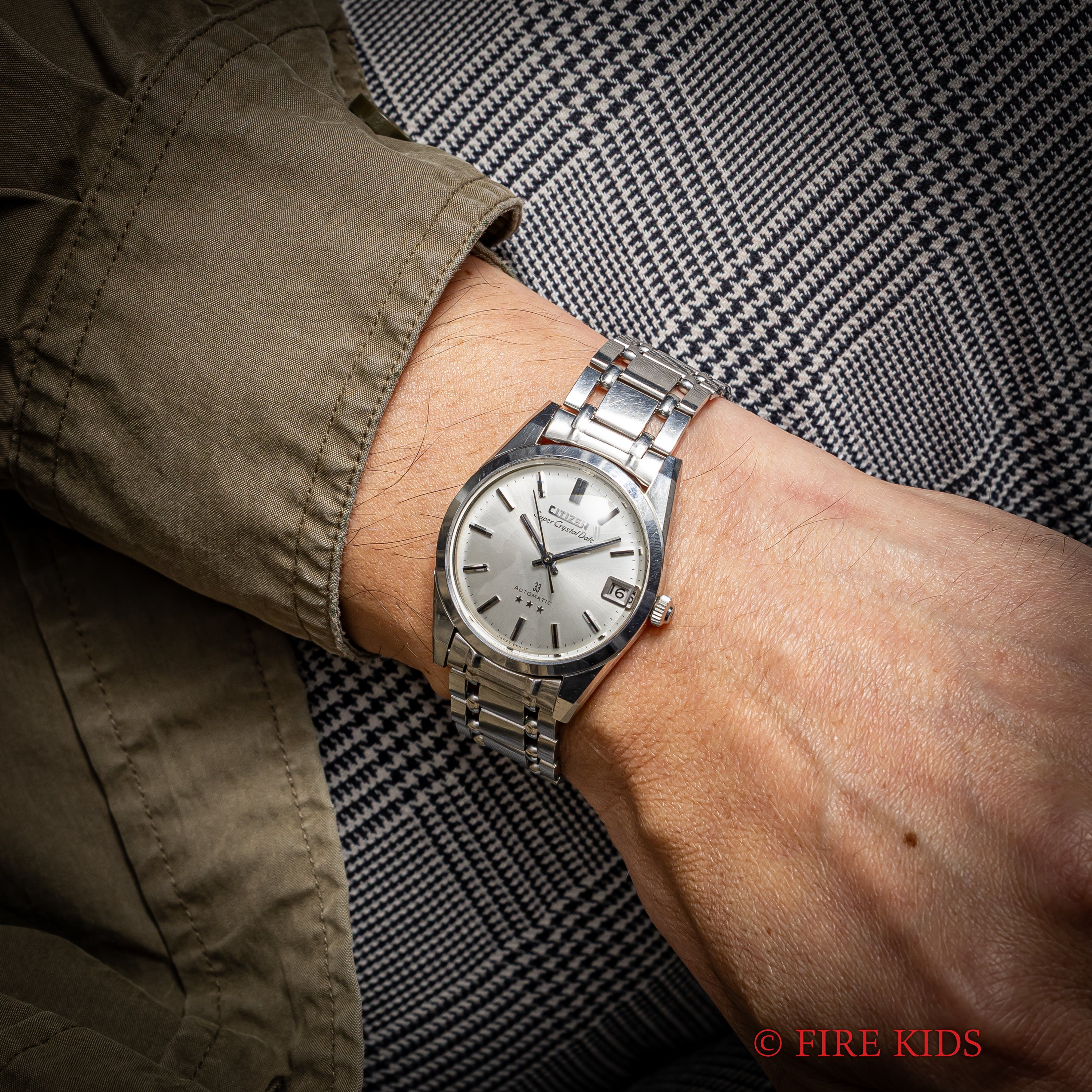 シチズン スーパークリスタルデイト 自動巻き Ref.AUDS 2803-Y GN 1967年製 33石 クリスタルガラス 純正ブレス付き