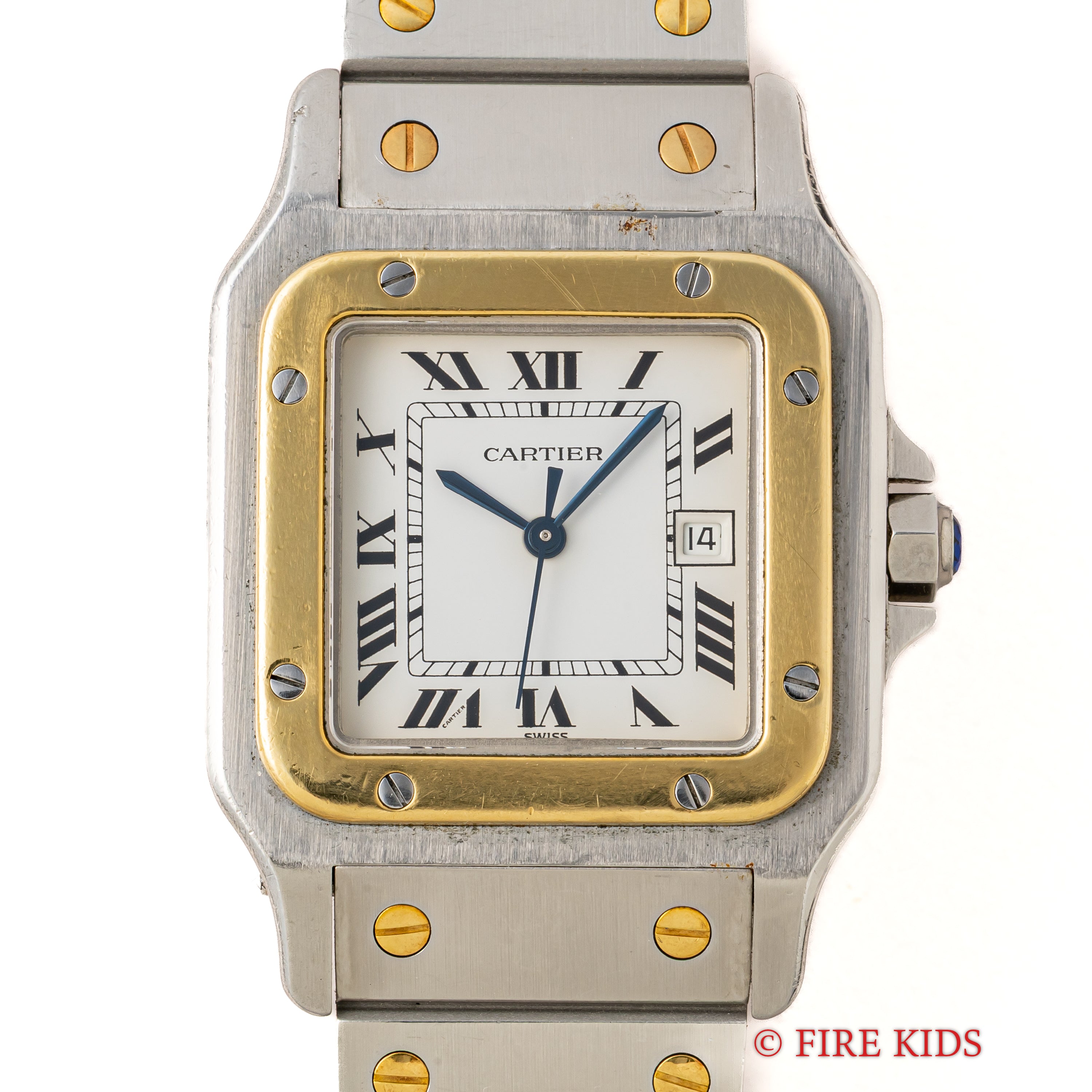 カルティエ サントス LMサイズ コンビ 自動巻き 1980年代製 ホワイトローマンダイヤル