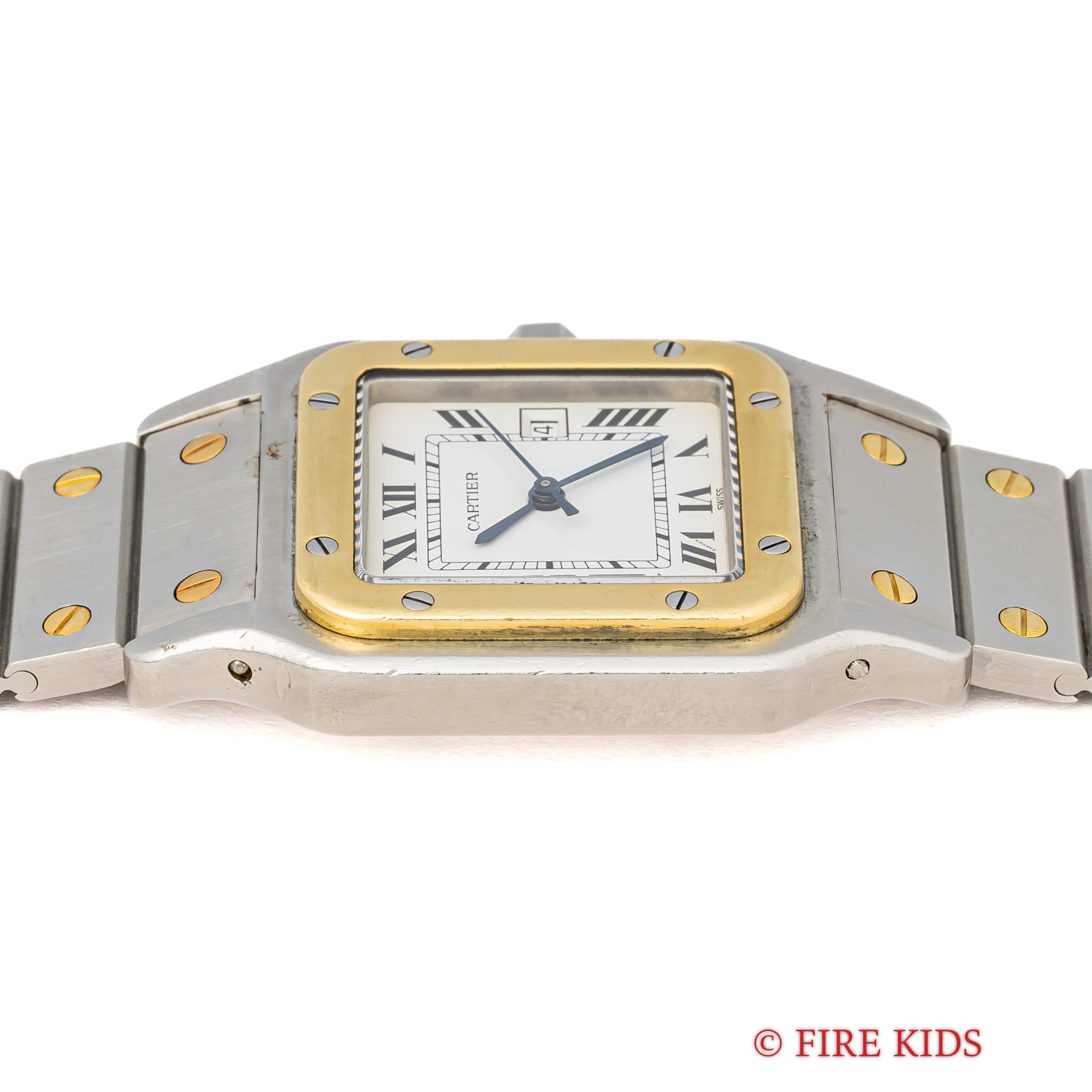 カルティエ サントス LMサイズ コンビ 自動巻き 1980年代製 ホワイトローマンダイヤル