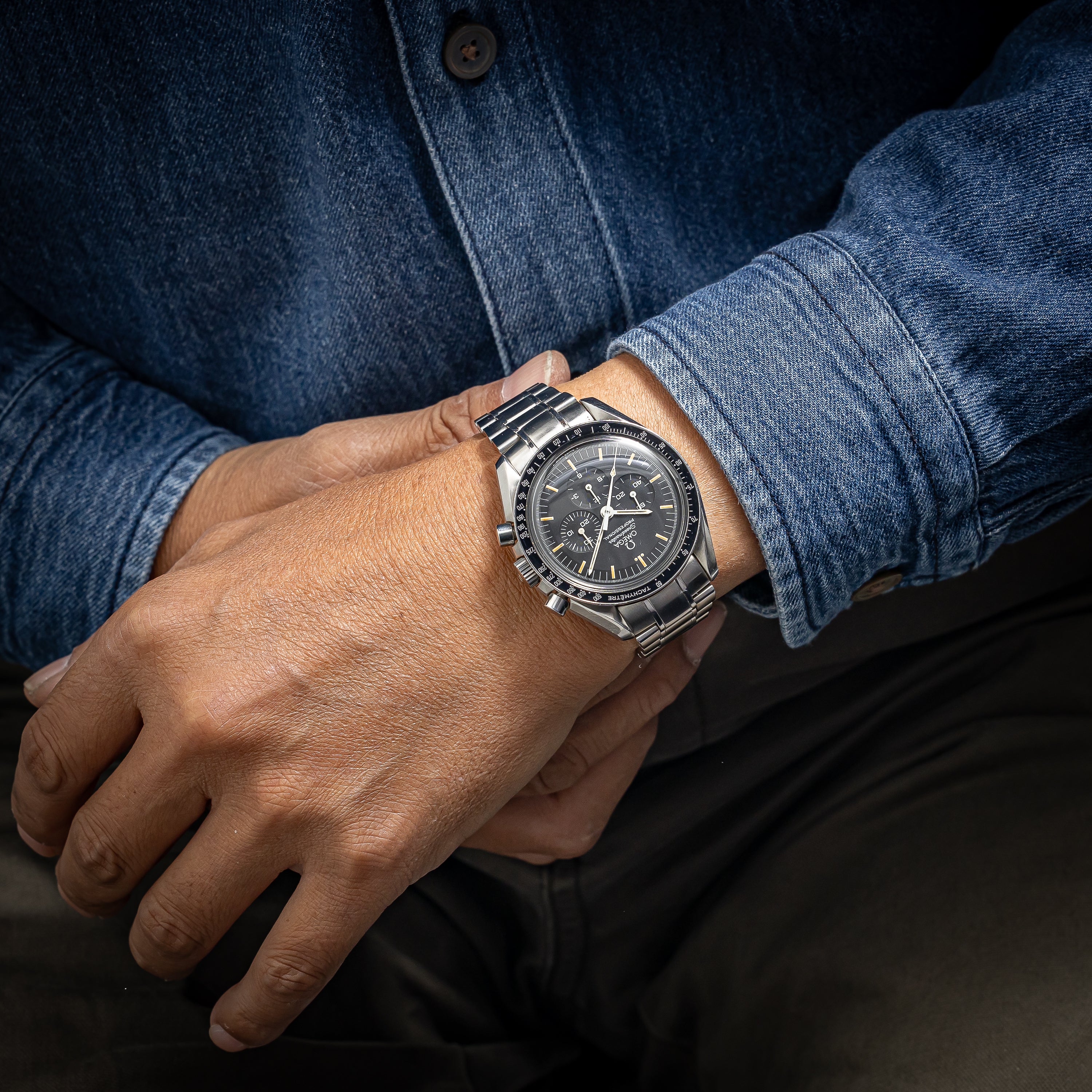 オメガ スピードマスター プロフェッショナル 1997年製 Ref.3450808 裏スケルトン 箱、ギャラ付き