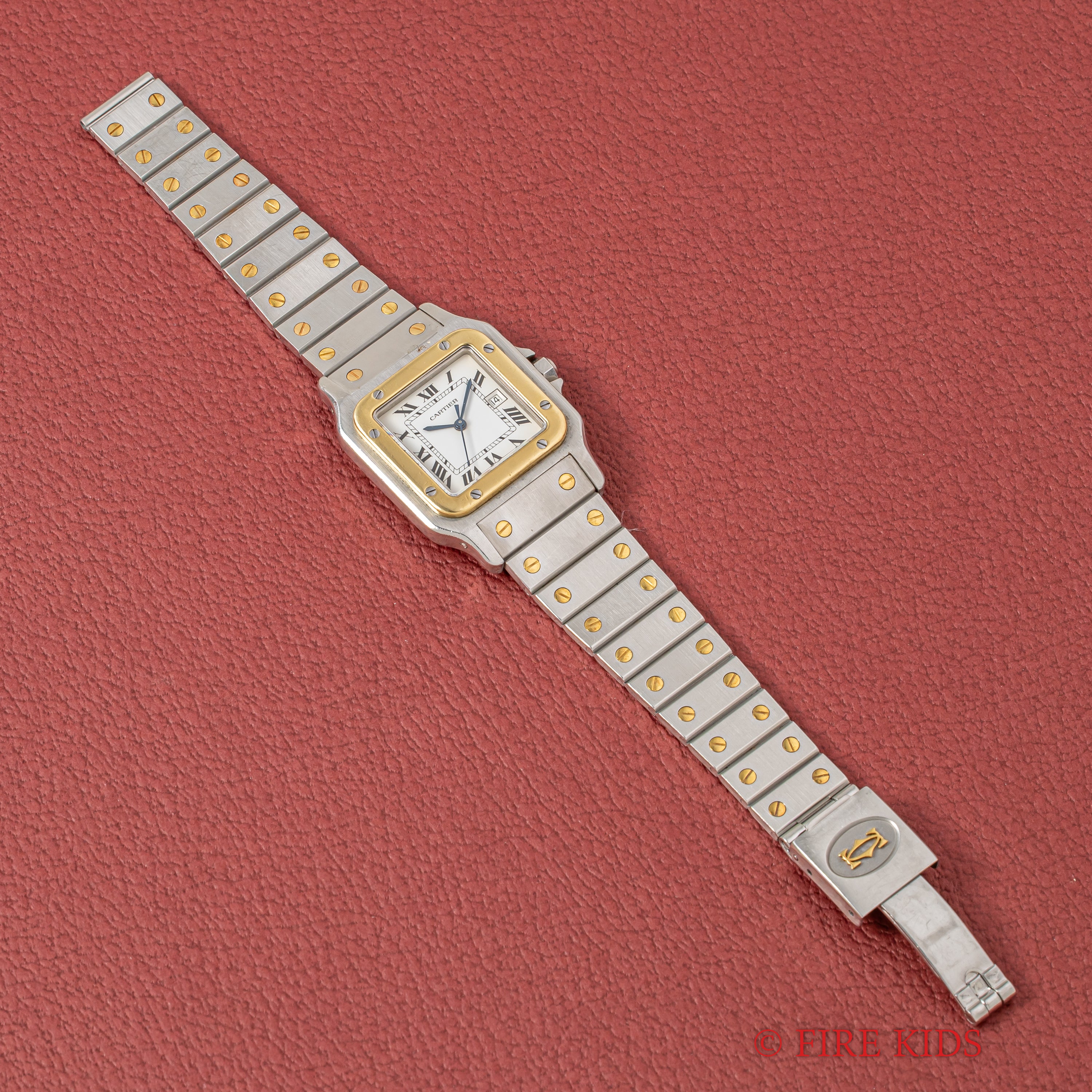 カルティエ サントス LMサイズ コンビ 自動巻き 1980年代製 ホワイトローマンダイヤル