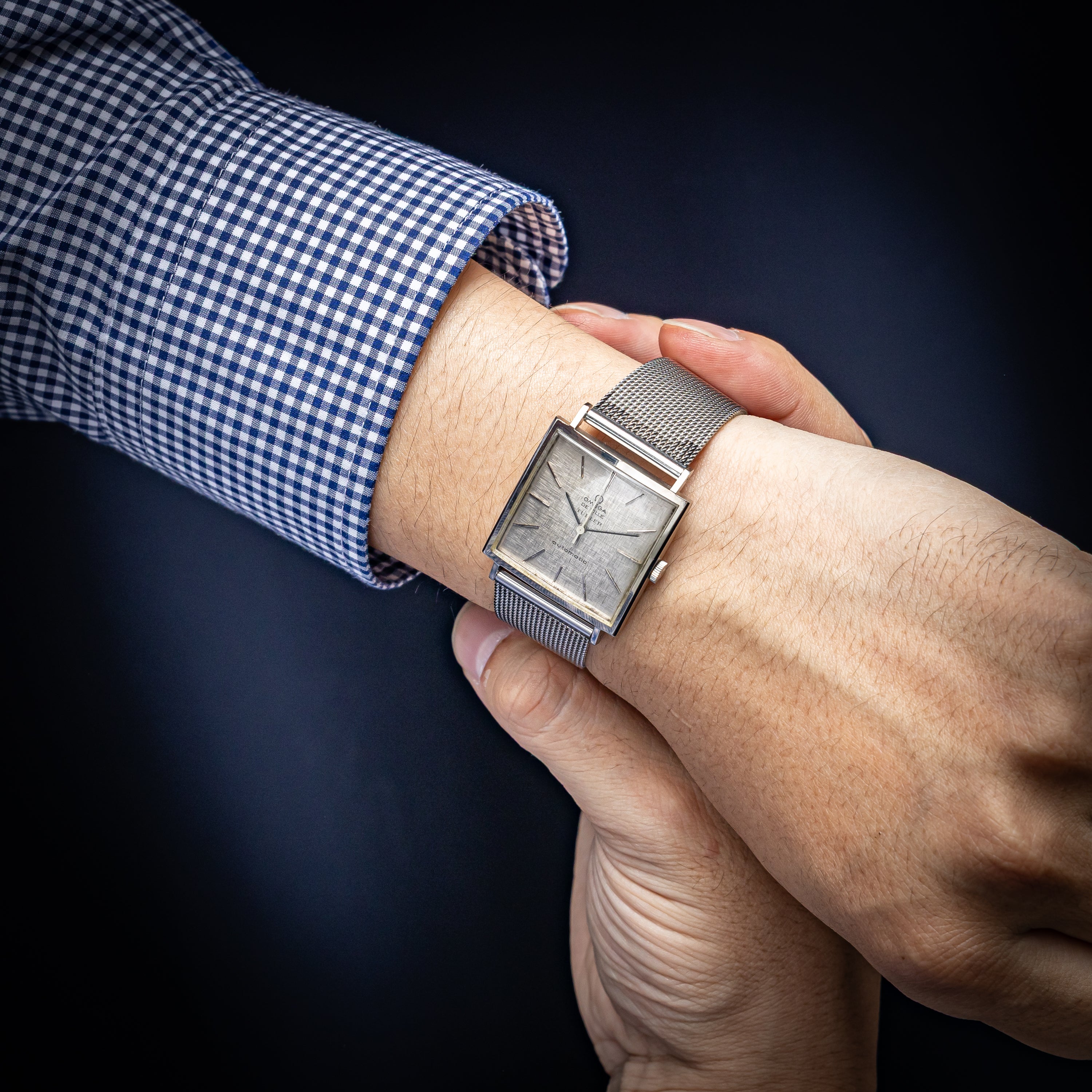 オメガ 18金無垢ホワイトゴールド デ・ヴィル 自動巻き 1964年製 チューラーダブルネーム スクエアケース