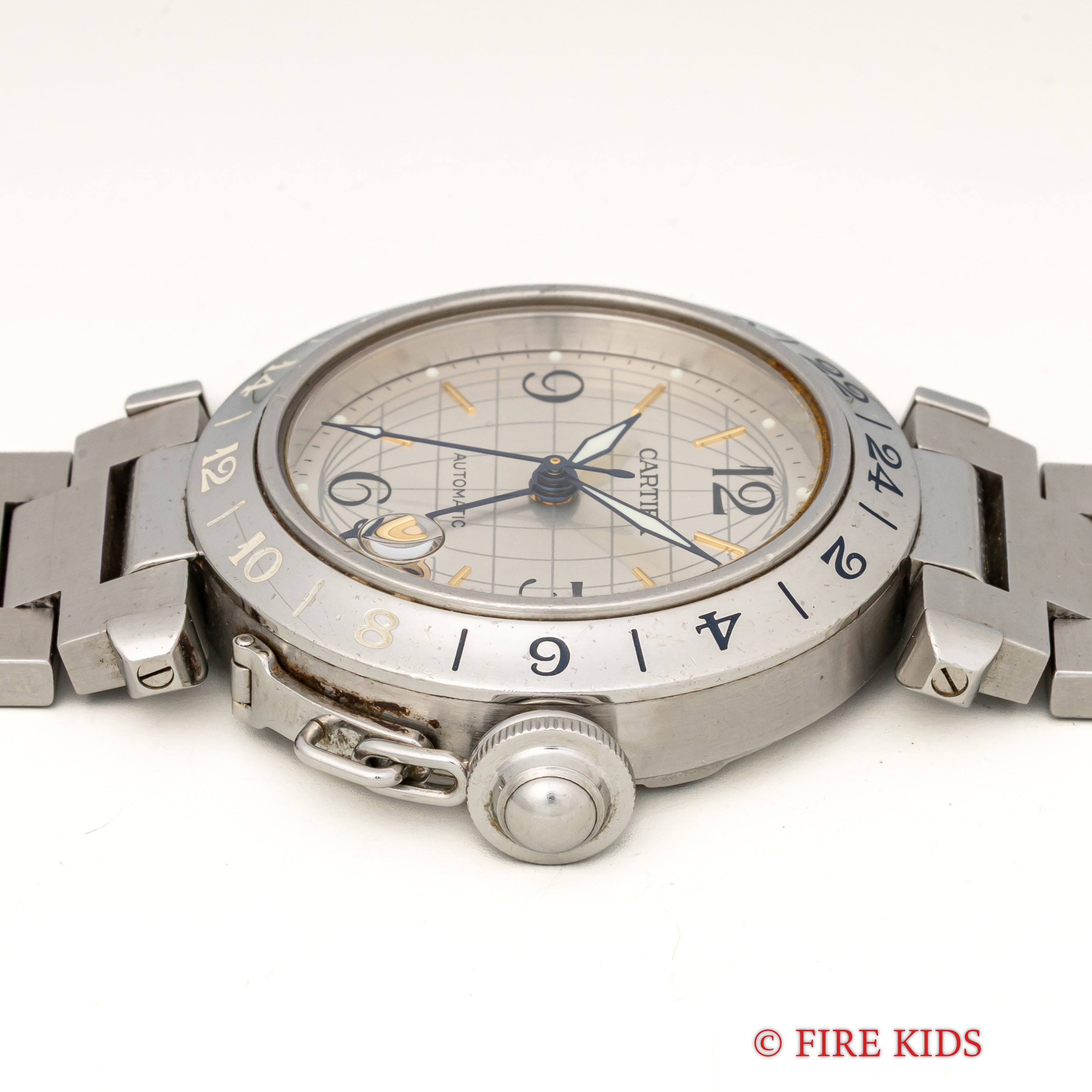 カルティエ パシャC メリディアン 2000年代製 Ref.2377 GMT シルバーダイヤル