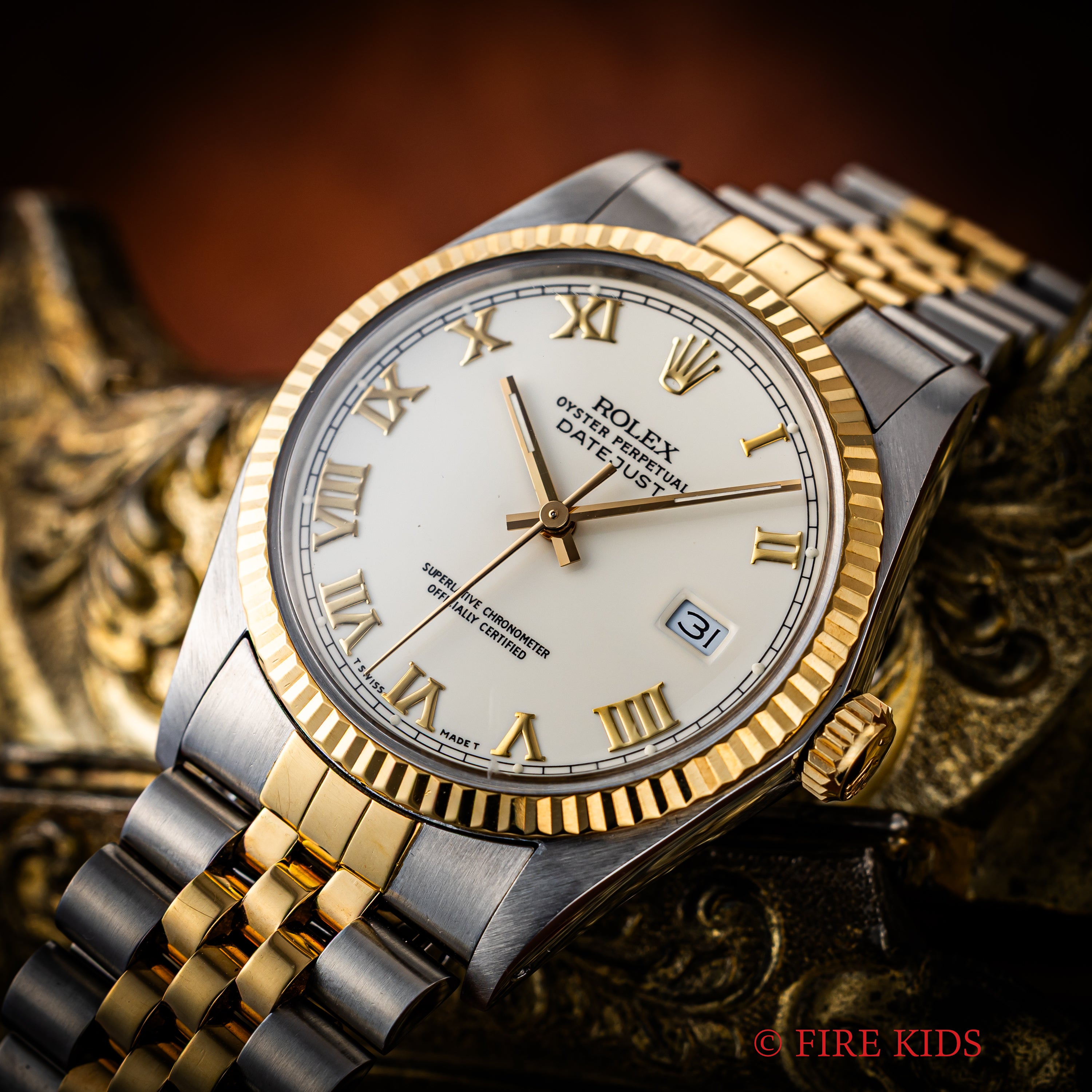 ロレックス 1986年製 デイトジャスト アイボリーローマンダイヤル Ref.16013 純正コンビジュビリーブレス