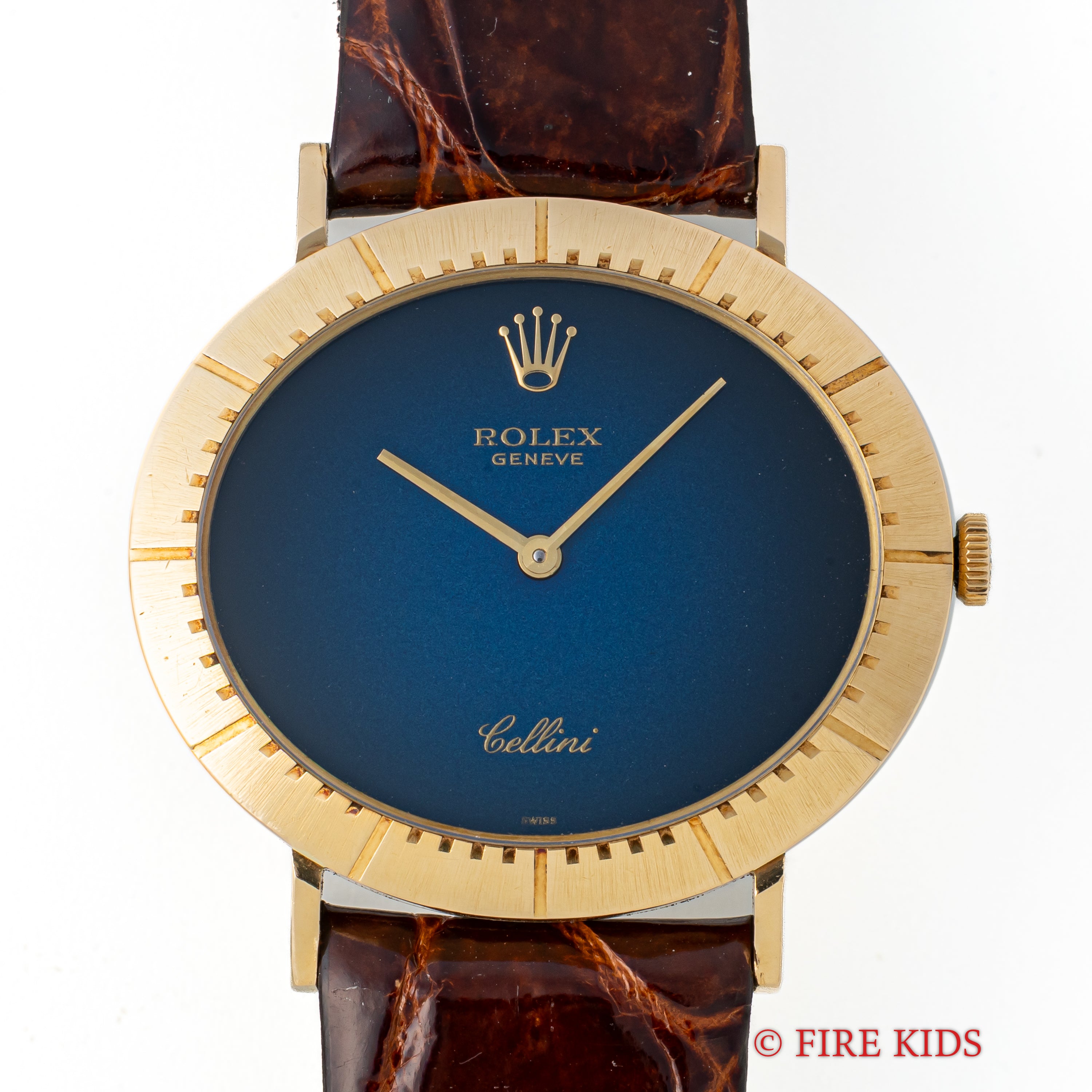 ロレックス チェリーニ 18金無垢イエローゴールド 1975年製 オーバル型 ブルーグラデーション 手巻き Ref.4083 王冠尾錠