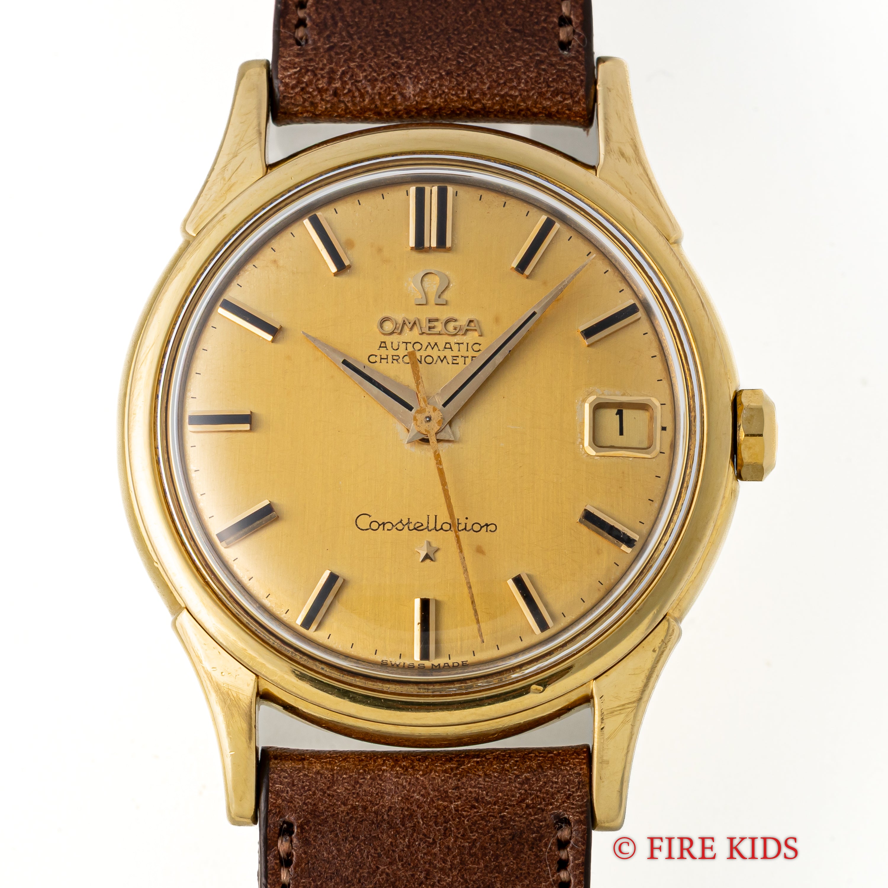 オメガ 18金無垢コンステレーション 1961年製 クロノメーター自動巻き Cal.561 オニキスインデックス