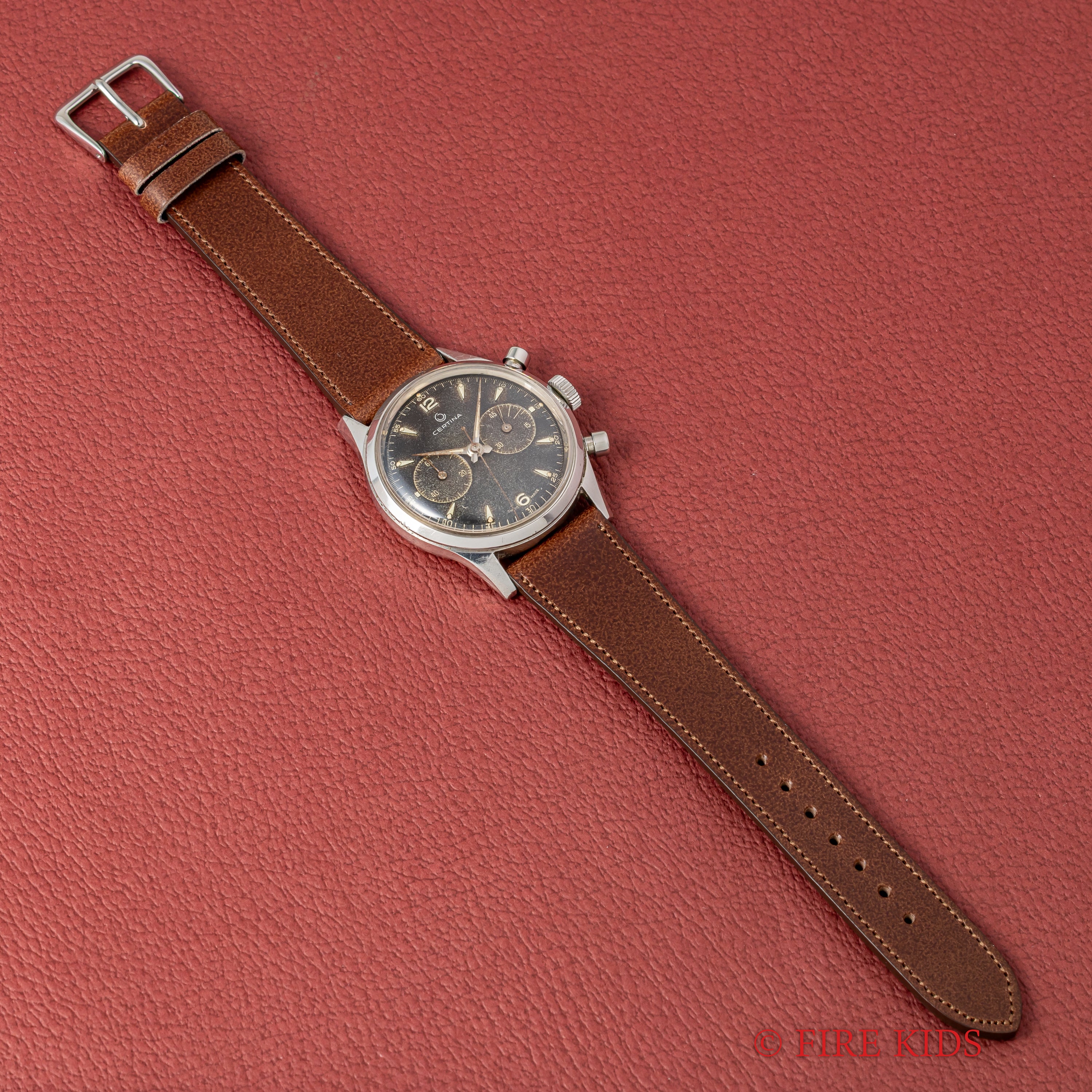 サーチナ 2レジスタークロノグラフ 1950年代製 エクセルシオパークCal.4 ブラックギルドダイヤル