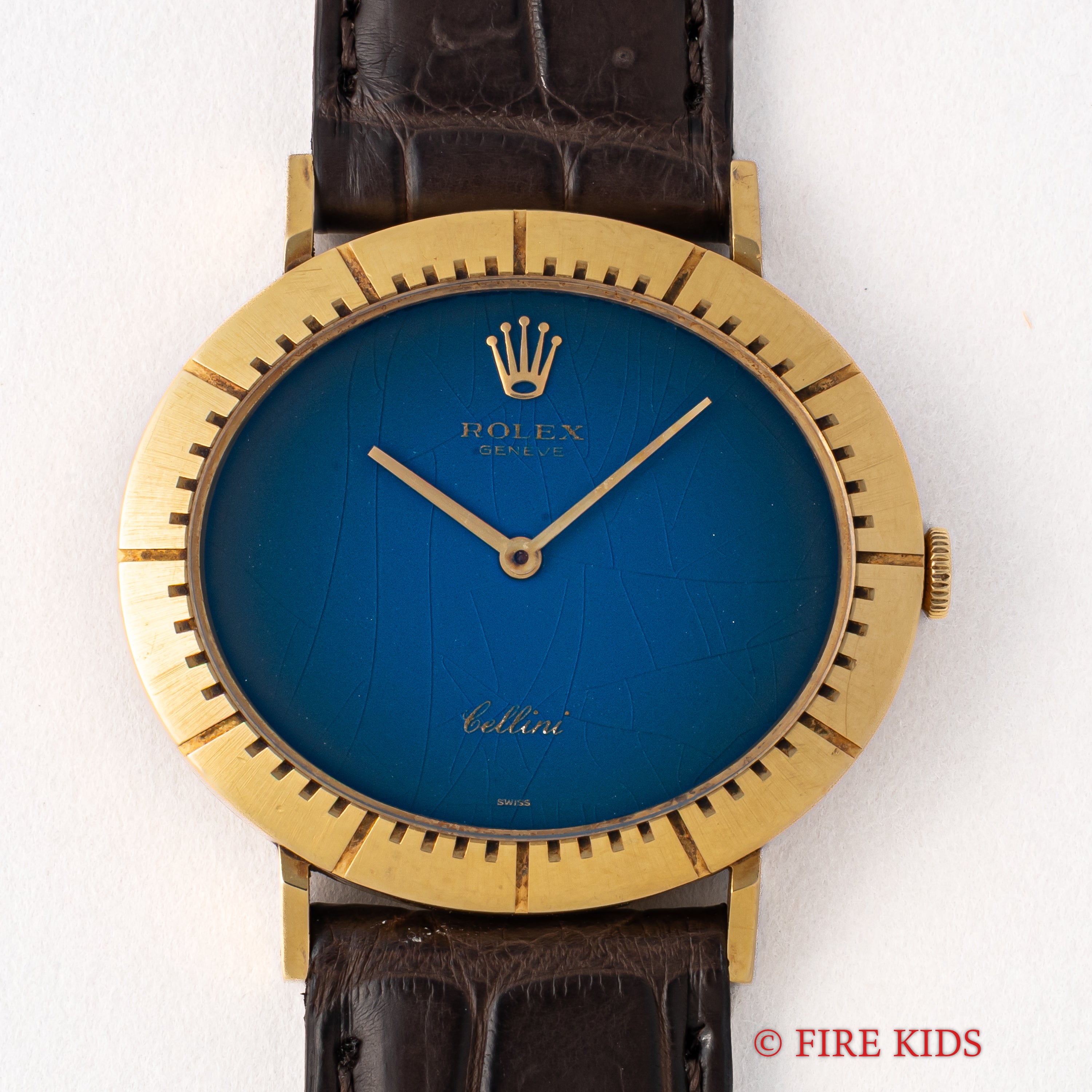 ロレックス チェリーニ 18金無垢イエローゴールド 1973年製 オーバル型 ブルーグラデーション 手巻き Ref.4083