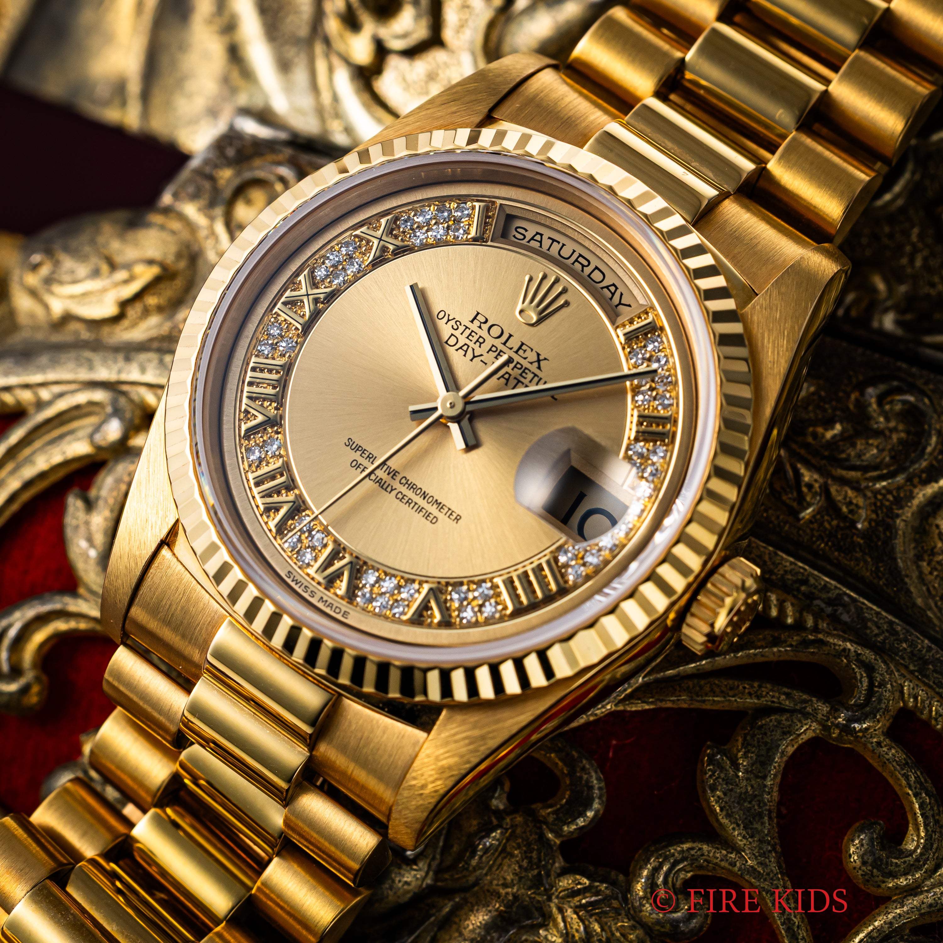 ロレックス デイデイト ミリヤードダイヤル 1994年～95年製 Ref.18238MR K18YG シャンパンダイヤル ギャラ付